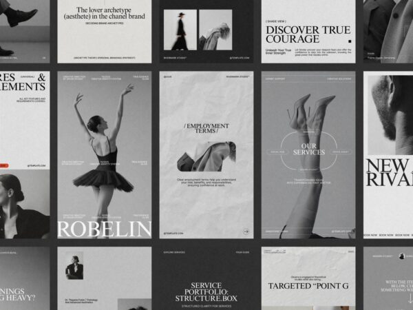 Engaging Instagram story bundle designed for marketing with 105 easy-to-edit Canva templates for daily promotions.