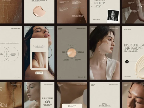 Editable Skincare Instagram story template showcasing a chic layout for promoting beauty products effectively on Canva.