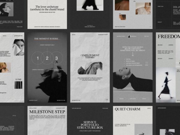 Elegant Canva Instagram stories featuring 35 professional social media story templates for effective marketing and audience engagement.