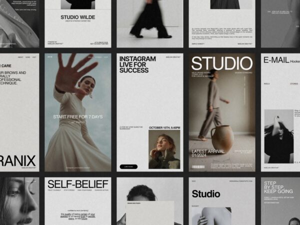 Engaging social media story templates in vibrant colors, perfect for entrepreneurs using Canva to boost marketing efforts.