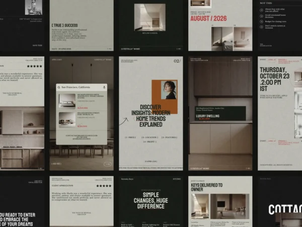 Professionally designed Canva real estate Instagram story templates, perfect for showcasing property listings and local market insights in 1080x1920 PX.