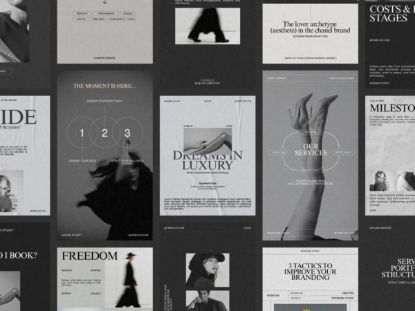 Seamlessly designed Instagram content templates featuring vibrant layouts for catchy posts and stories, perfect for small brands and marketers.