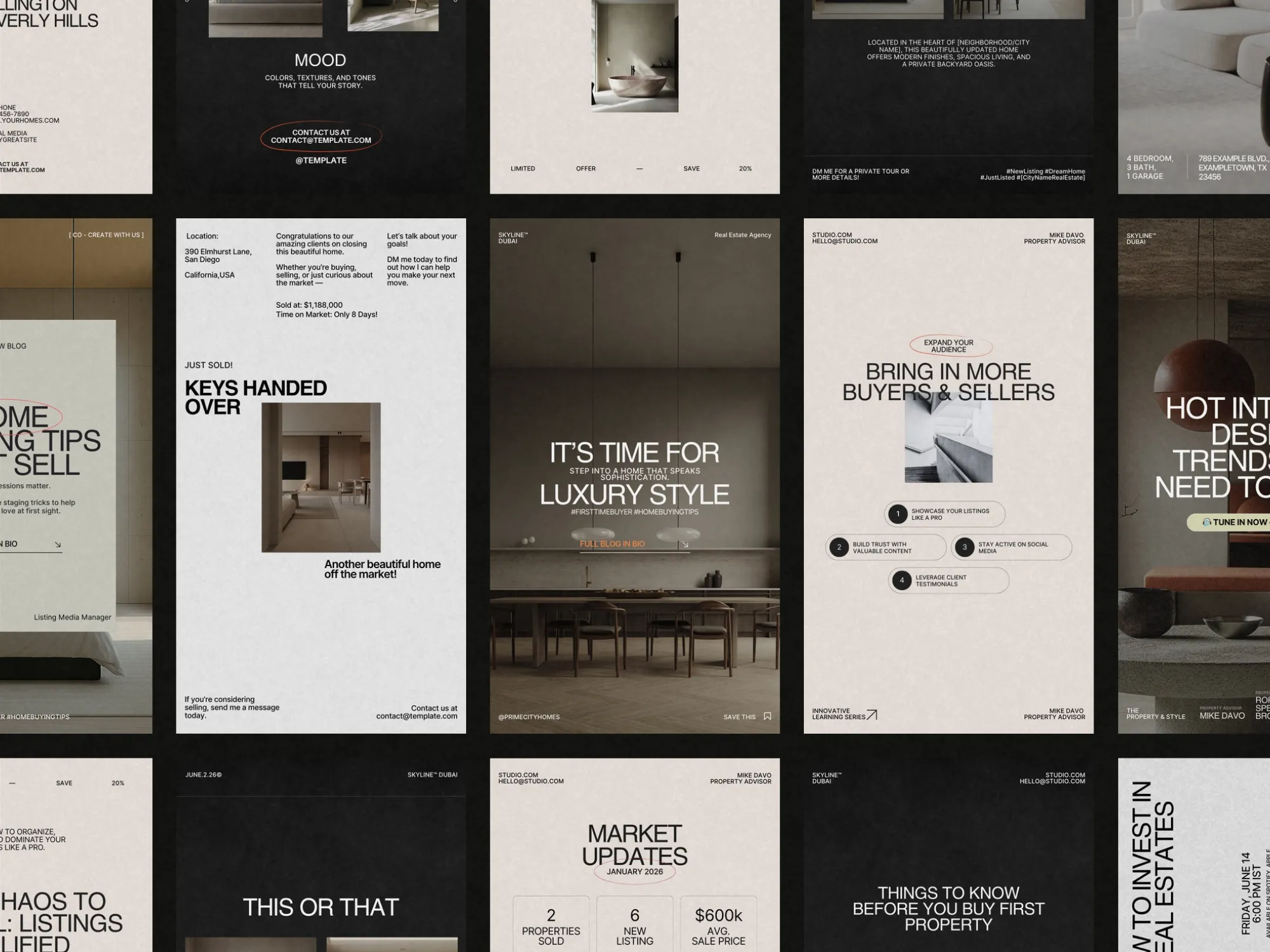 Canva Property Tour Stories: 40 Real Estate Instagram Templates