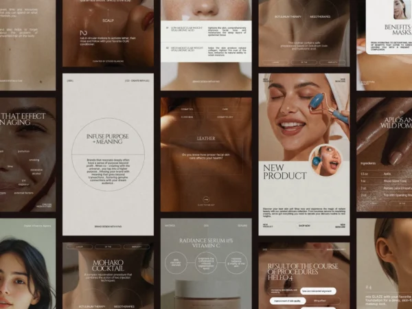 Professional Canva skincare post and story template showcasing a vibrant beauty routine tailored for social media engagement.
