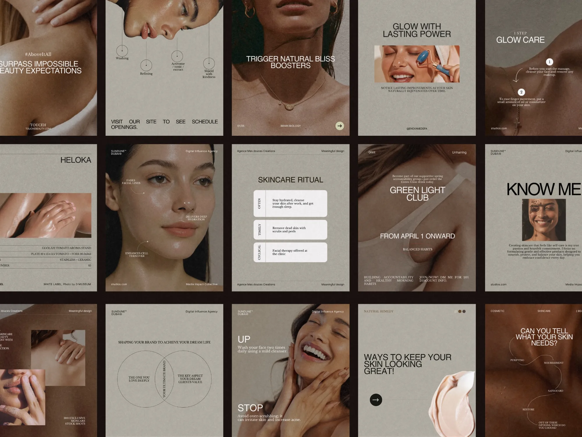 Skincare Instagram Post Bundle Templates for Elegant Branding