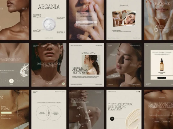 Elevate your skincare brand with 105 Canva post templates designed for beauty entrepreneurs, perfect for consistent Instagram content at 1080x1350 PX.