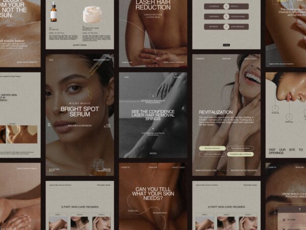 Elegant Canva skincare post template showcasing before and after transformations, perfect for beauty brands to enhance engagement.