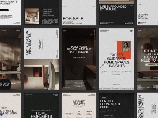 Elevate your marketing with this 120-template real estate story templates bundle, perfect for Canva, showcasing stunning property tours.