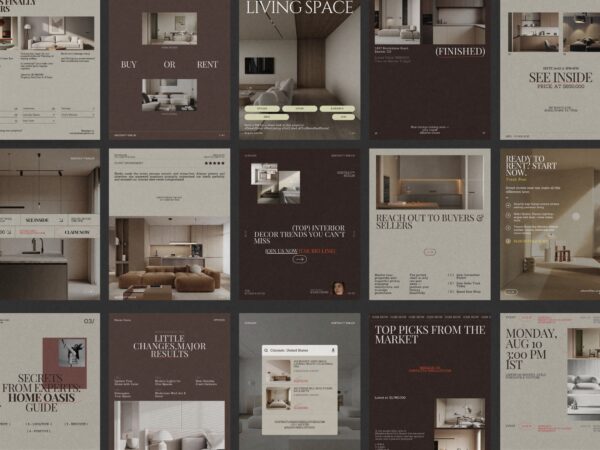 Engaging real estate Instagram post template featuring customizable layouts for property listings in 1080x1350 PX, designed for Canva use.