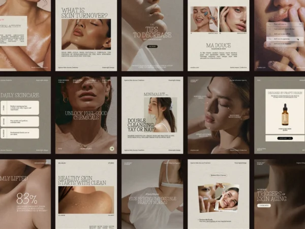 Elegant Canva template for Instagram featuring a stunning skincare product layout to enhance brand visibility in the beauty social media arena.