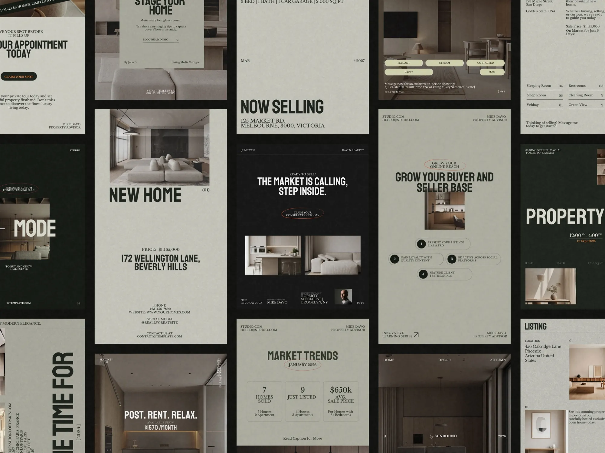 Real Estate Instagram Post & Story Bundle Templates for Growth