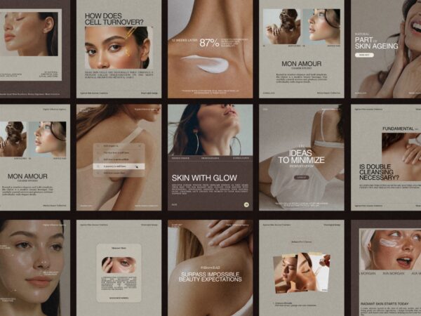 Beautifully designed Skincare Instagram post template showcasing a clean aesthetic for beauty brands, perfect for Canva customization.