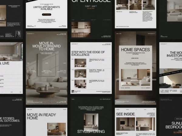 Elegant 1080x1350 PX Instagram post template showcasing professional real estate branding for engaging buyers and sellers on social media.