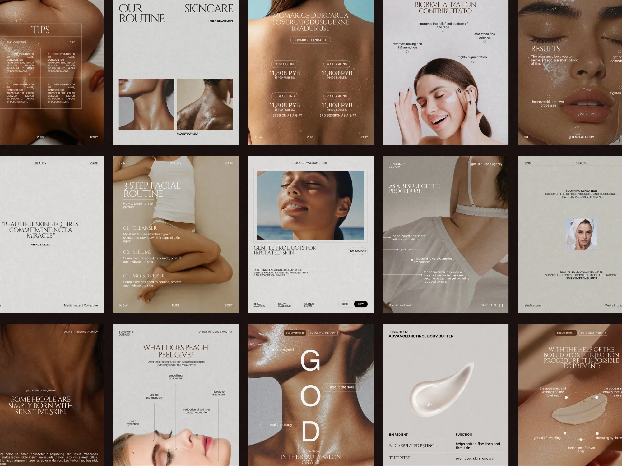 Skincare Instagram Post Templates | Elevate Your Brand Aesthetics