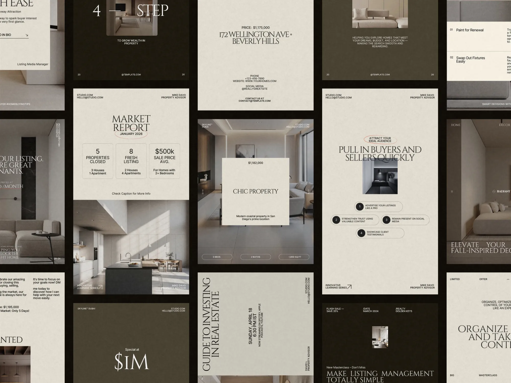 Real Estate Canva Kit: 80 Customizable Post and Story Designs