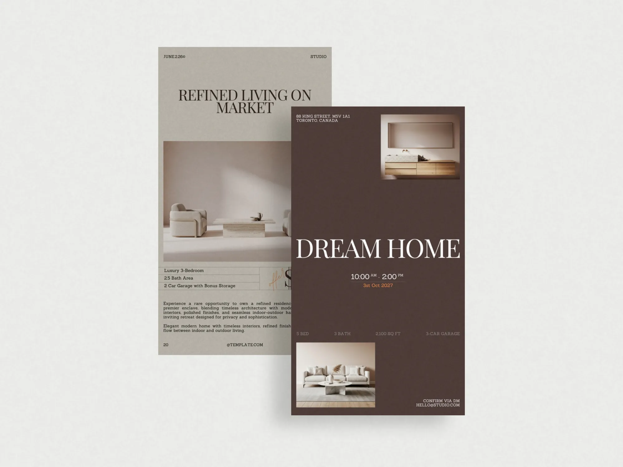 Elevate your social media game with these professional Instagram story templates, tailor-made for real estate promotions on Canva.