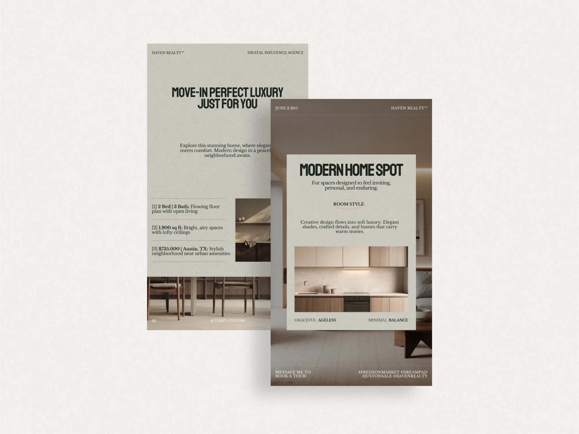 Canva-ready digital templates designed for realtors to promote listings and services through stylish 1080x1920 px Instagram stories.