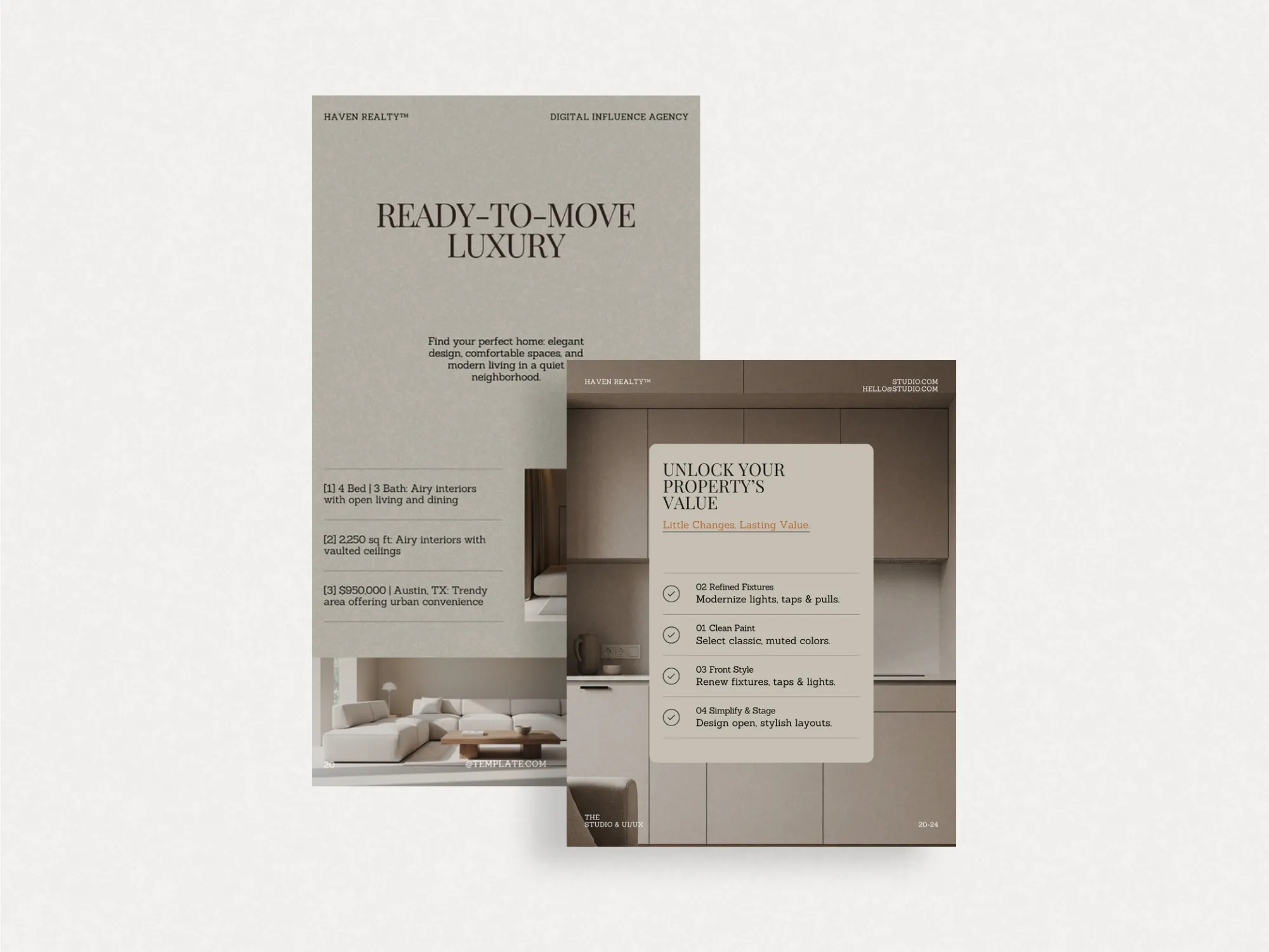 Professional real estate Instagram post template in 1080x1350 px designed for attracting buyers, featuring sleek branding elements for agents.