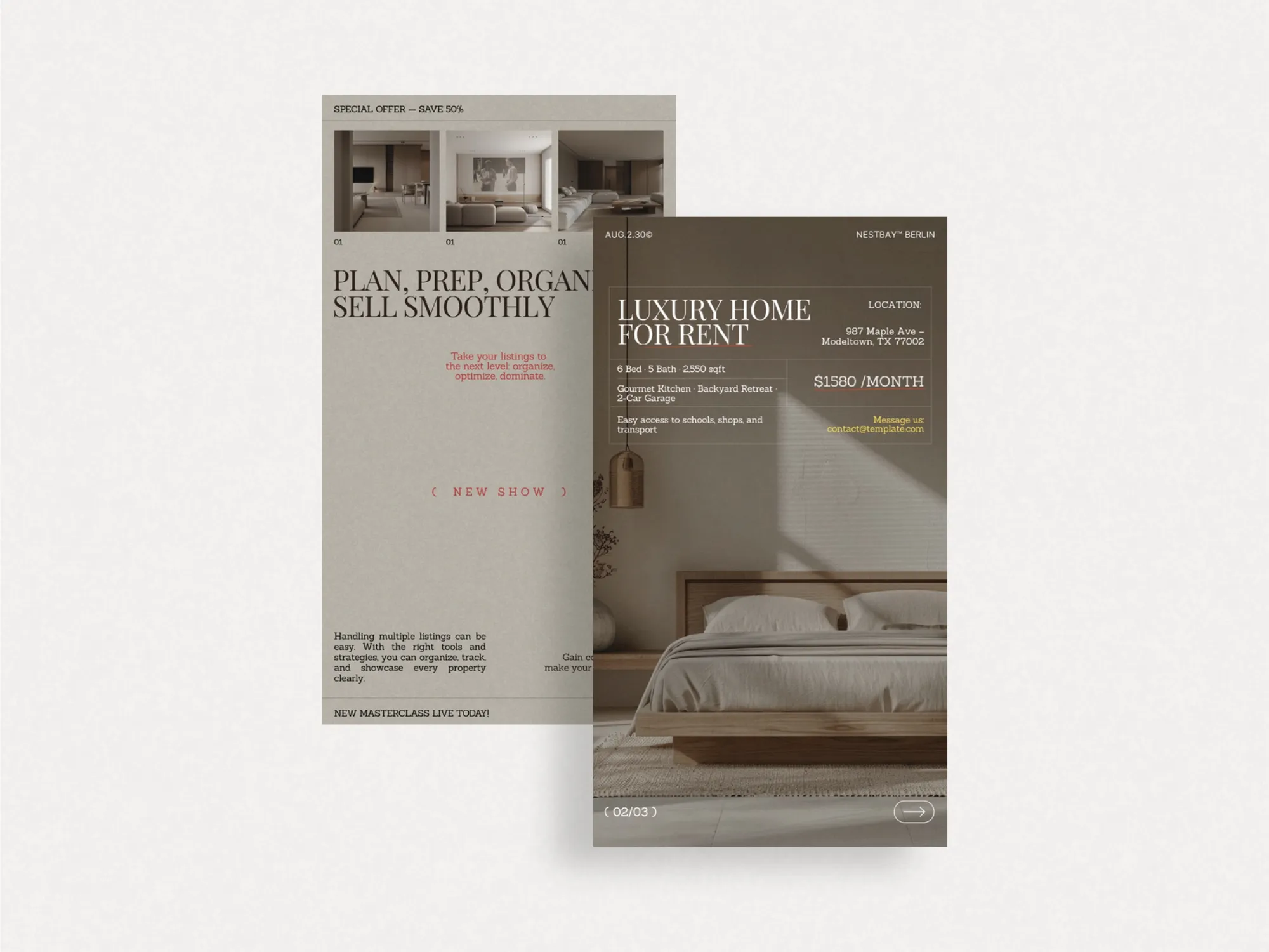 A collection of 40 professional real estate Instagram story templates designed for Canva, perfect for highlighting market updates and promotions.