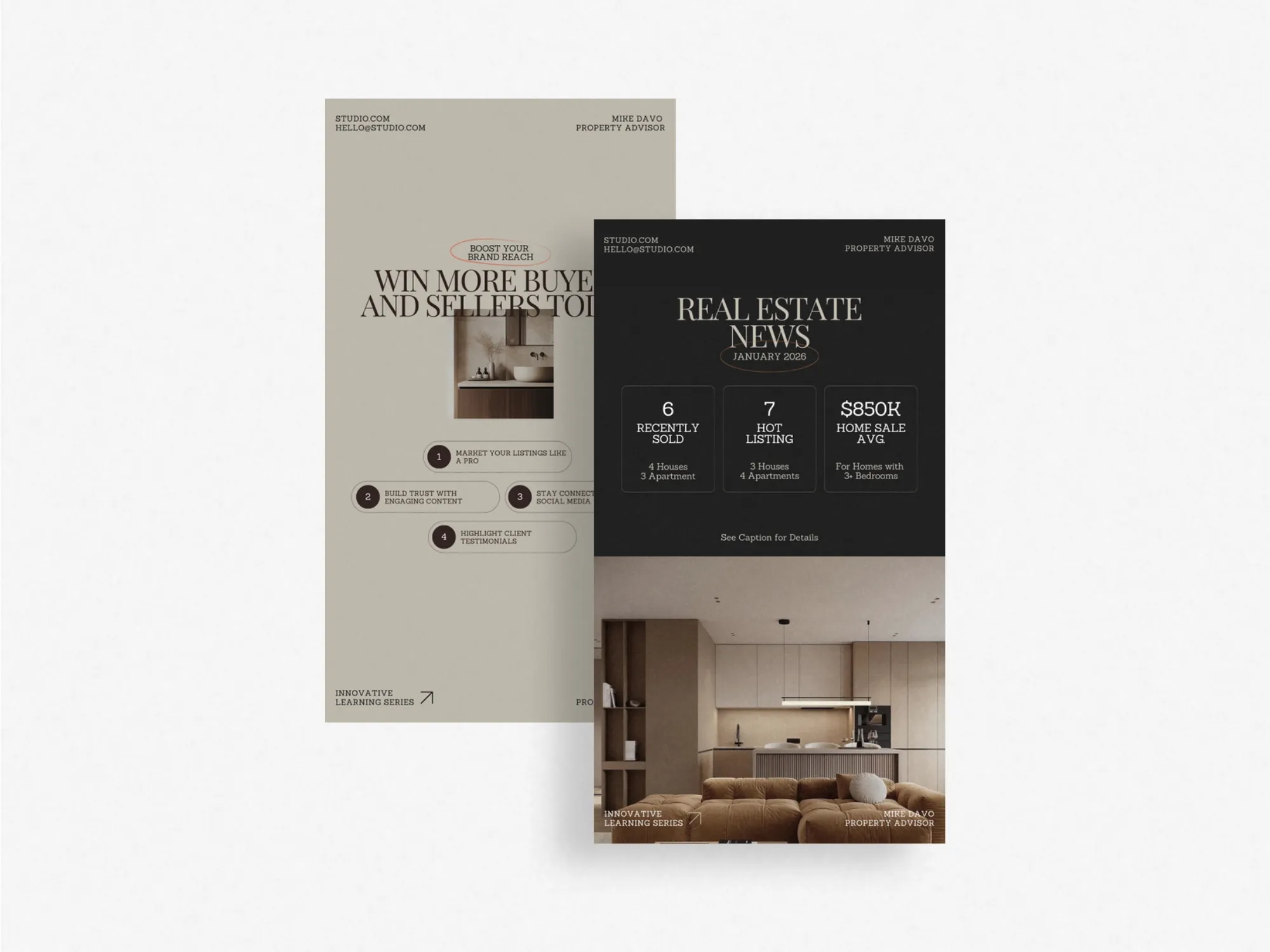 Professional real estate story templates bundle featuring sleek designs perfect for Instagram marketing, easy editing in Canva for realtors and agencies.