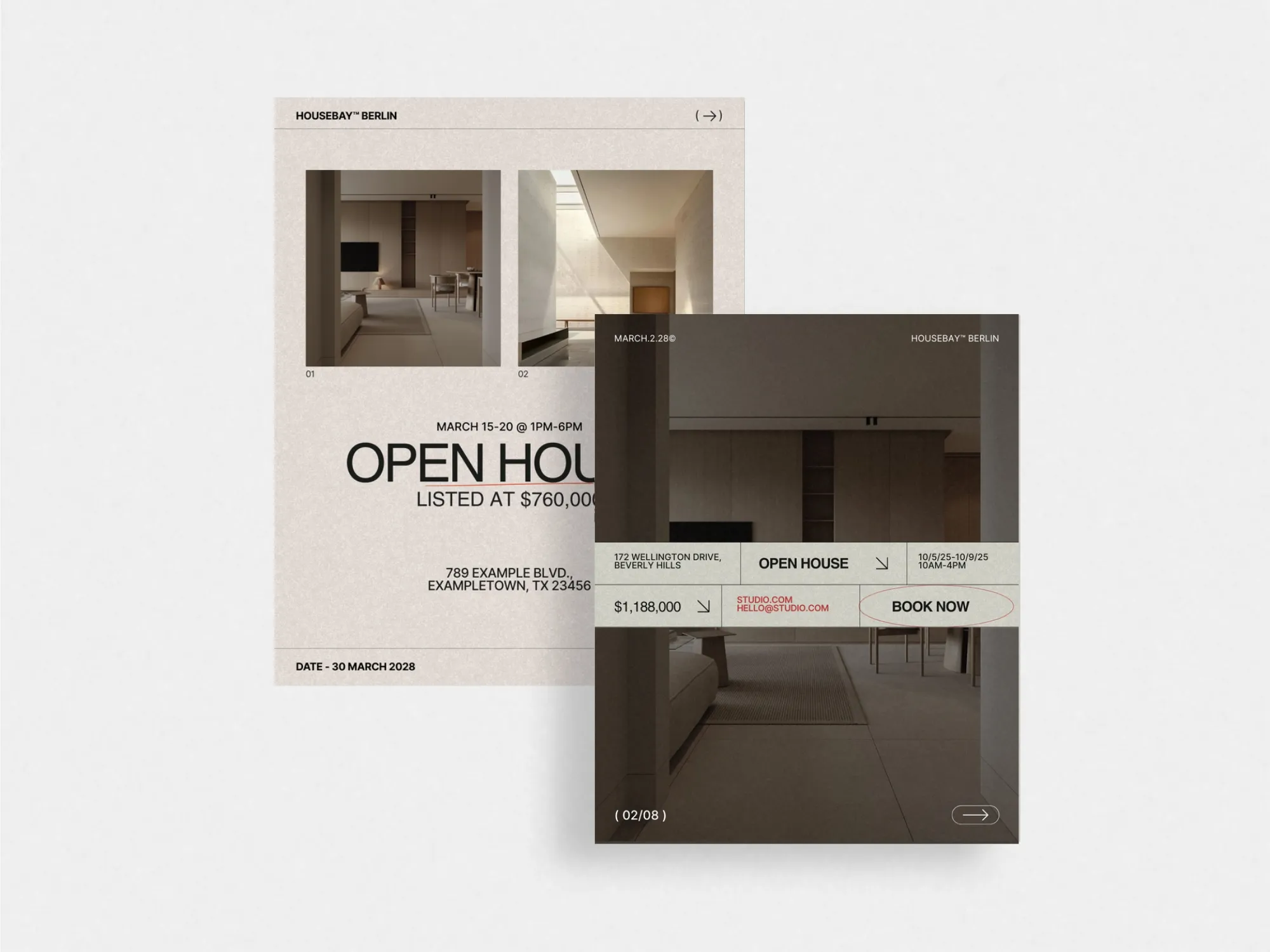 Engaging Canva property listing post template, perfect for realtors to promote open houses with stunning graphics designed for optimal engagement.