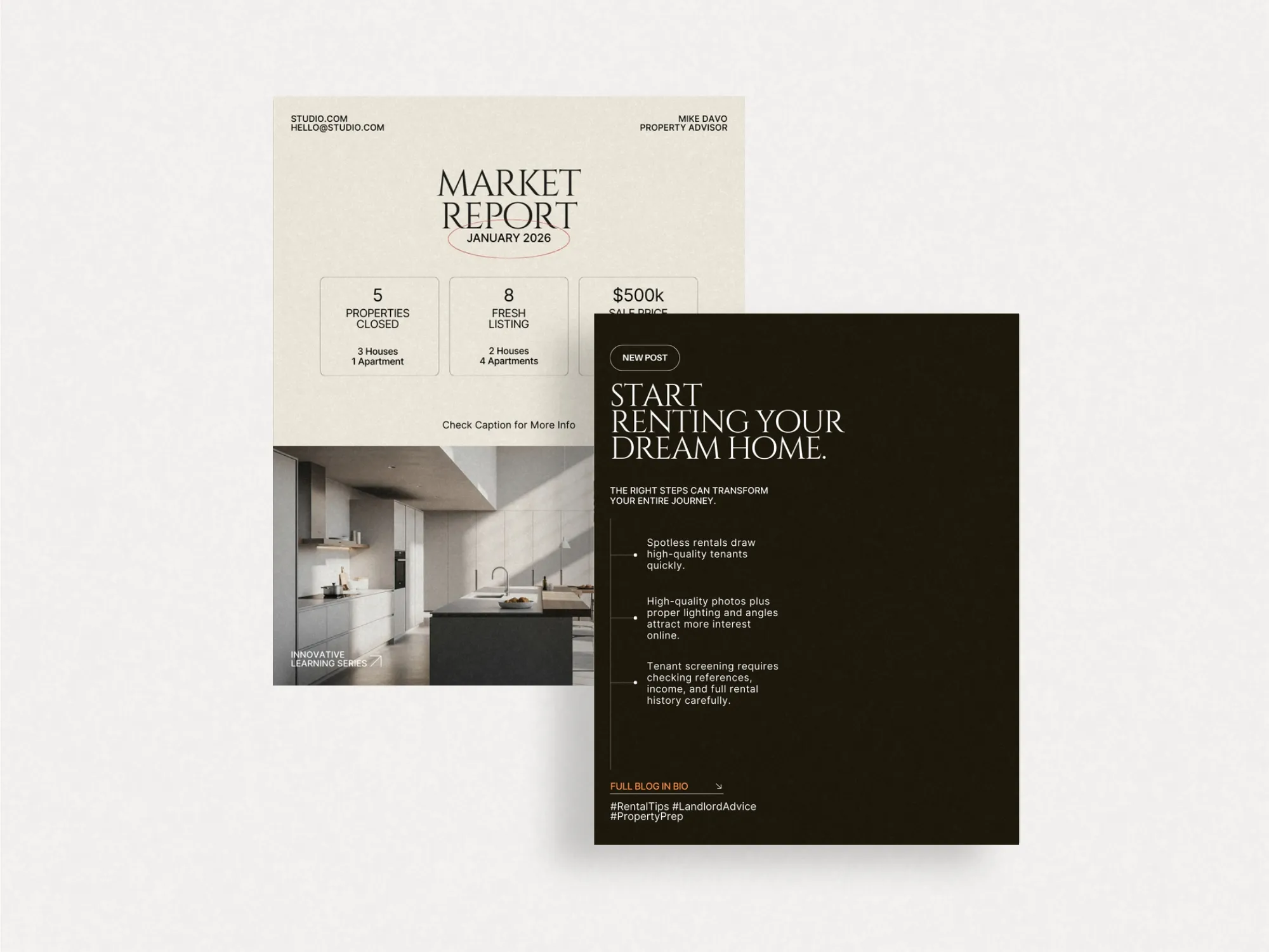 Fully editable Canva property listing post template, featuring a sleek layout and vibrant colors tailored for real estate marketing needs.
