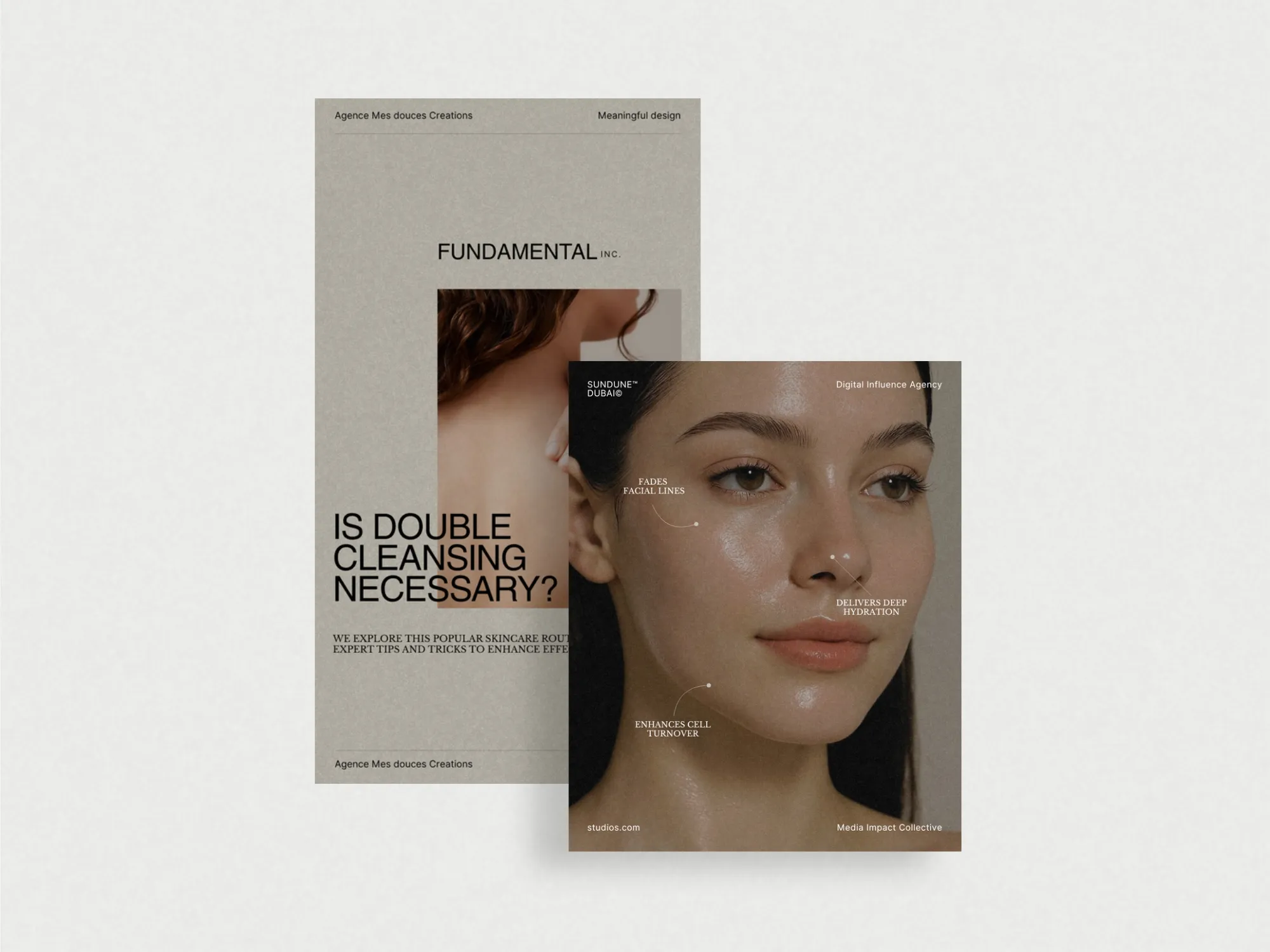 Professional beauty skincare post and story bundle Canva templates, simplifying content creation for cosmetics and skin clinics with serene designs.