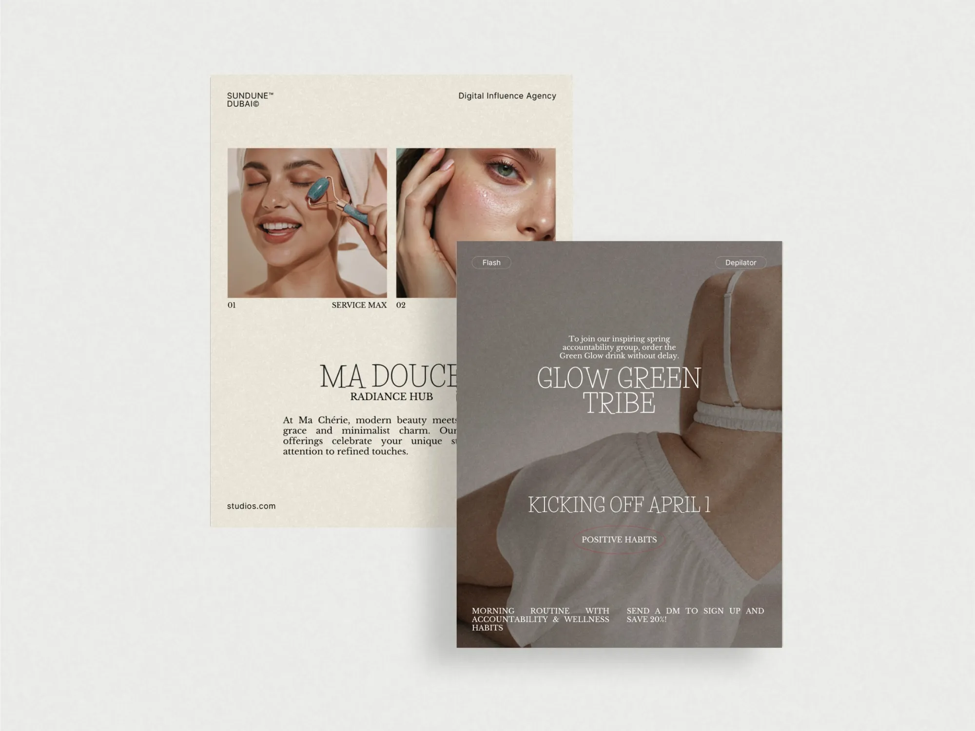 Professional skincare post bundle templates from Prapti Design, featuring stunning layouts to enhance your Instagram presence and attract clients effectively.