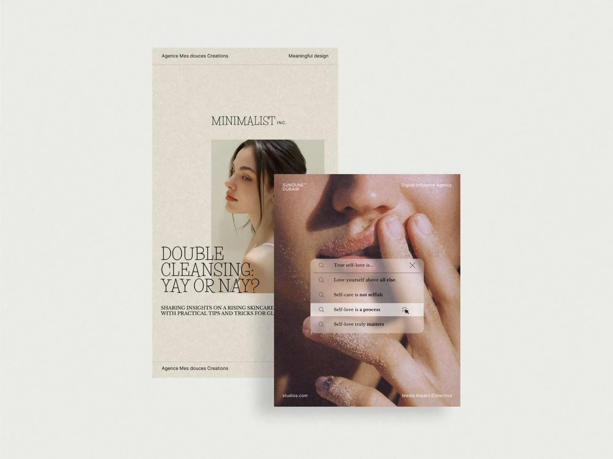 Elegant social media template for skincare businesses, featuring modern designs to promote glowing transformations and product benefits.