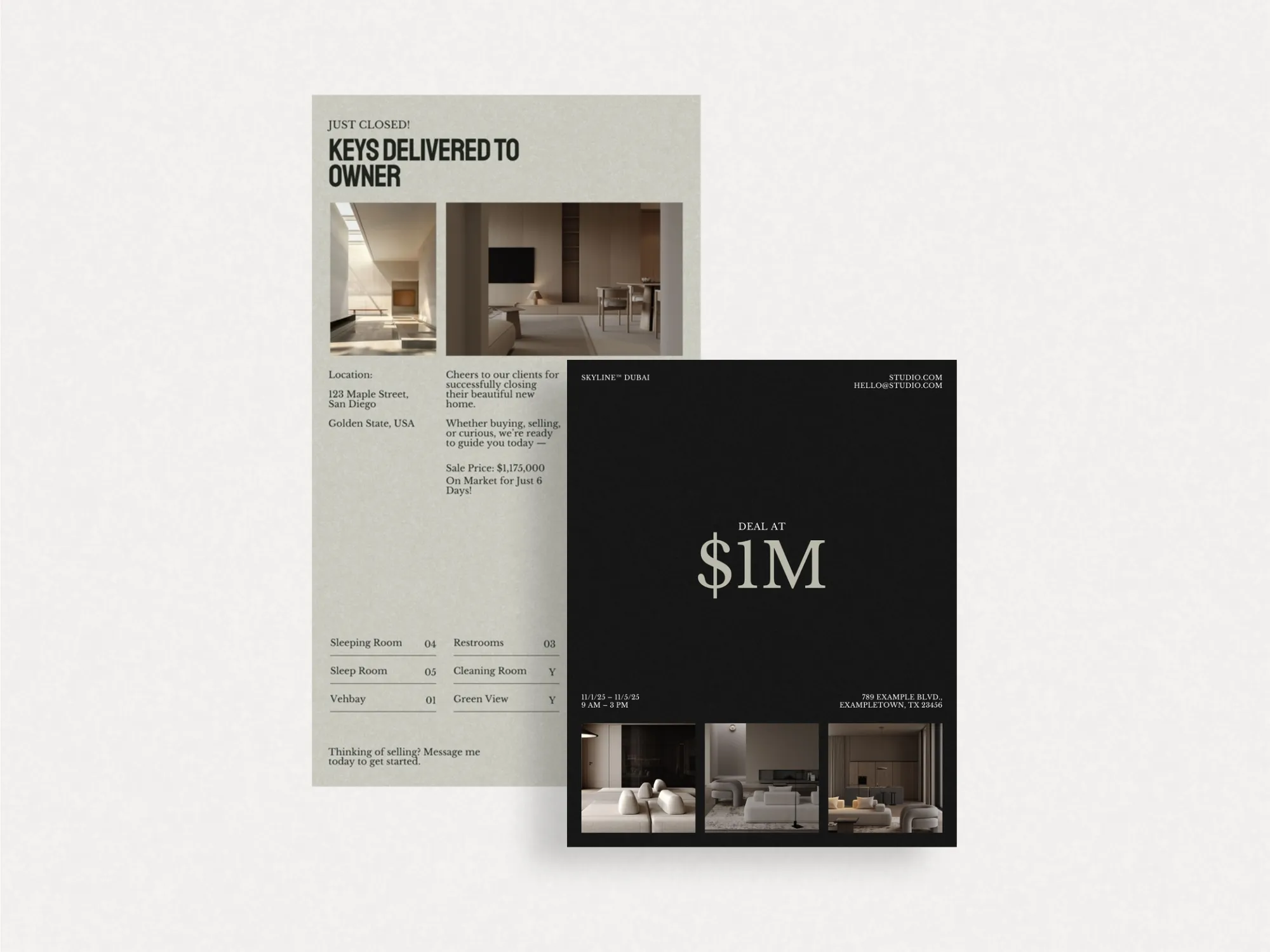 Stylish Canva templates for Instagram tailored for real estate promotion, showcasing professional designs that save time and enhance property presence online.