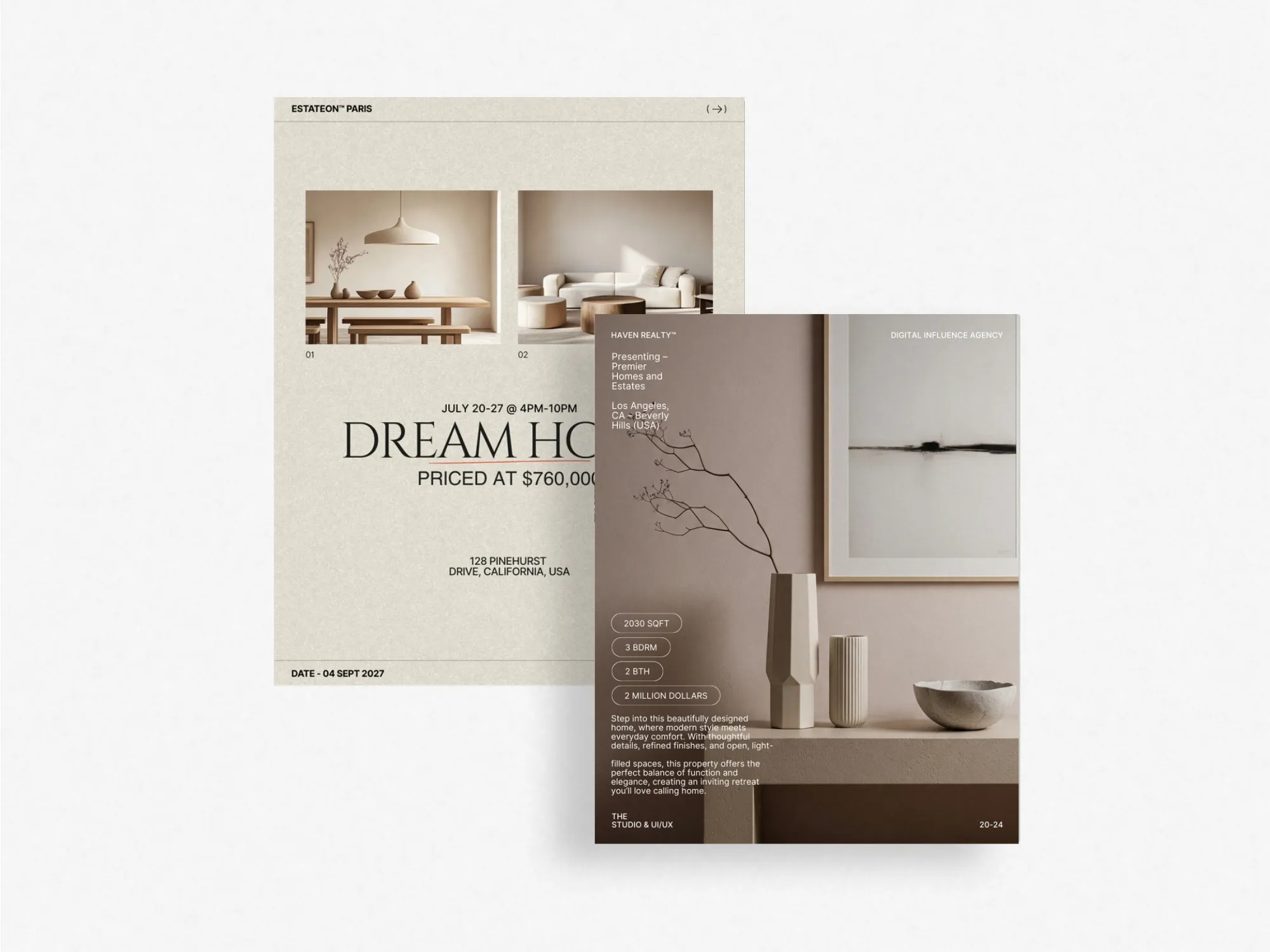 Professional and sleek 1080x1350 px post templates designed for realtors, enhancing property listings on Instagram.