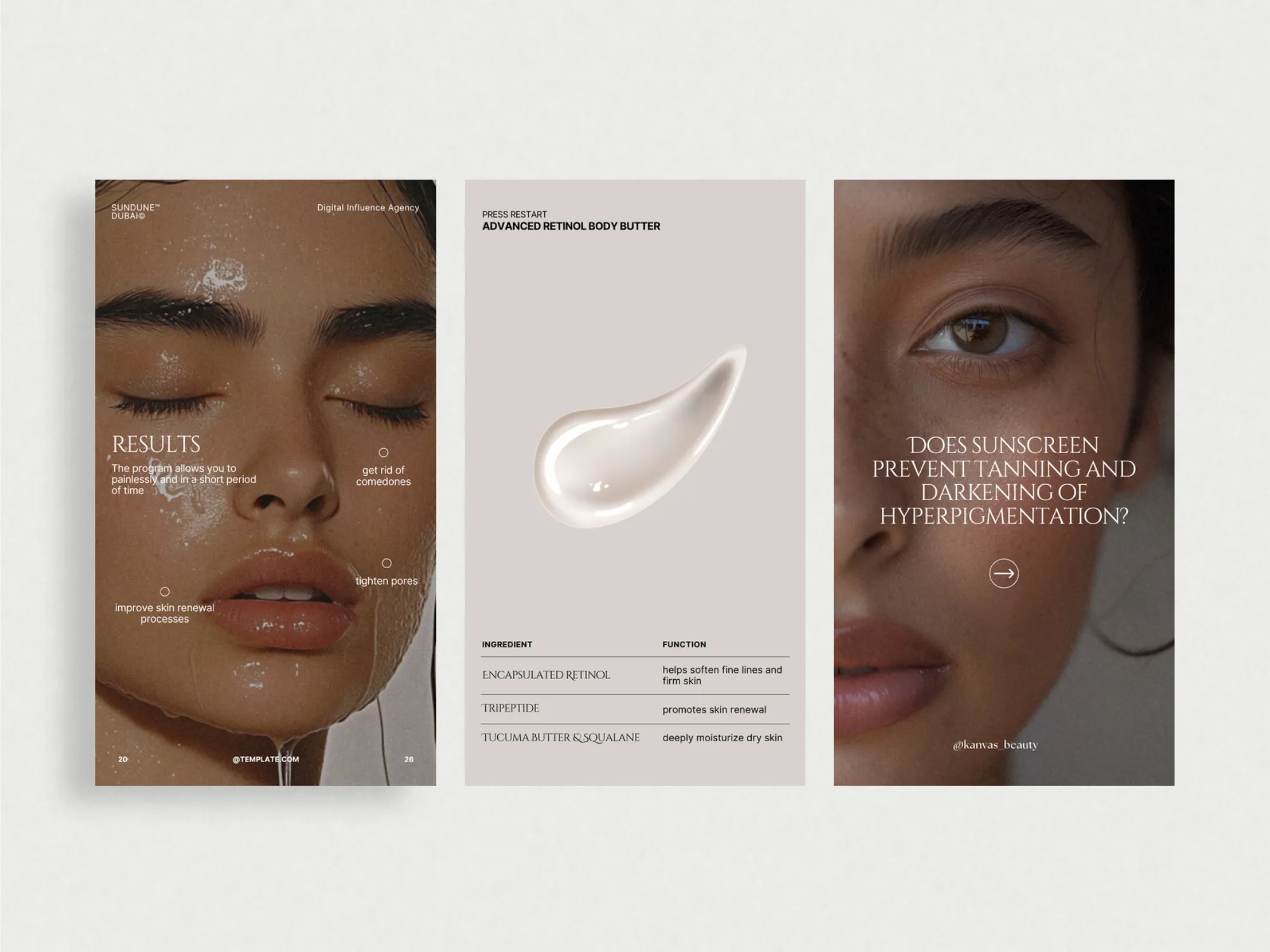 Collection of 35 unique skincare Instagram story templates optimized for Canva, ideal for beauty studios to launch cohesive skincare campaigns.