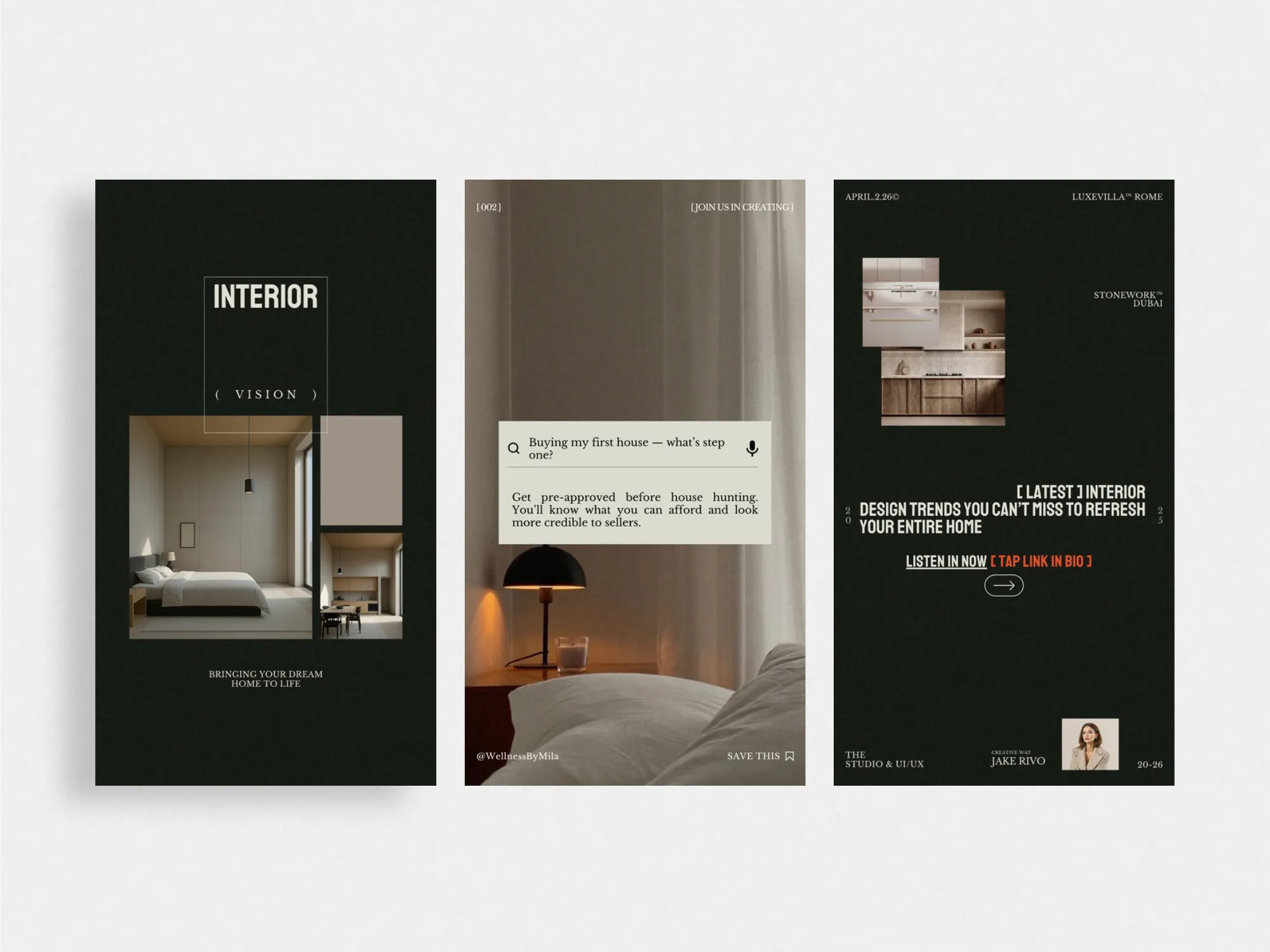 Vibrant Canva property tour stories designed for real estate professionals, offering 40 unique templates to promote services and listings in 1080x1920 PX.