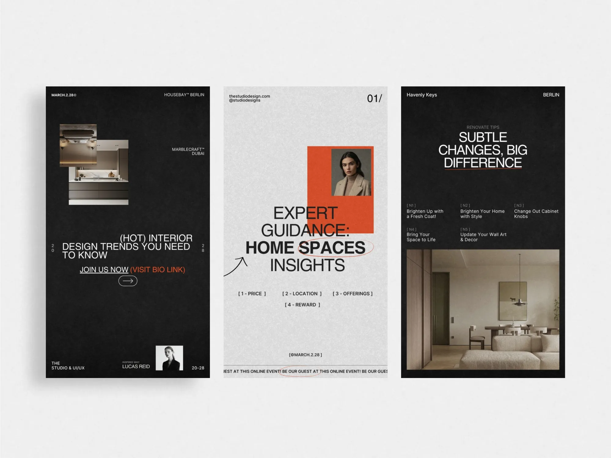 Professional Canva property tour stories layout crafted for realtors, featuring eye-catching themes at 1080x1920px dimensions.