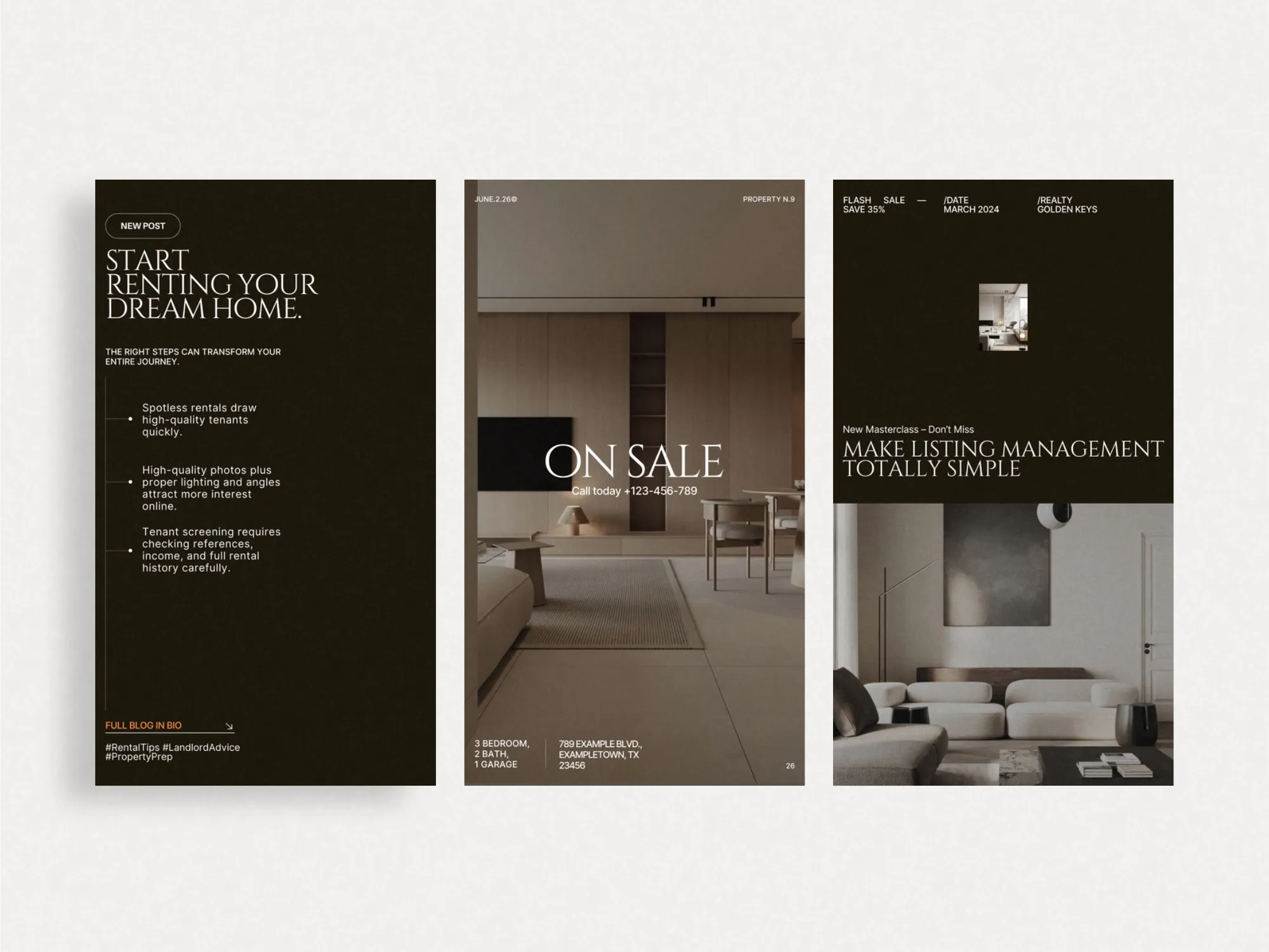 Professional realtor promo story kit with stunning designs for Instagram, 40 templates that streamline property showcasing and price drop announcements.