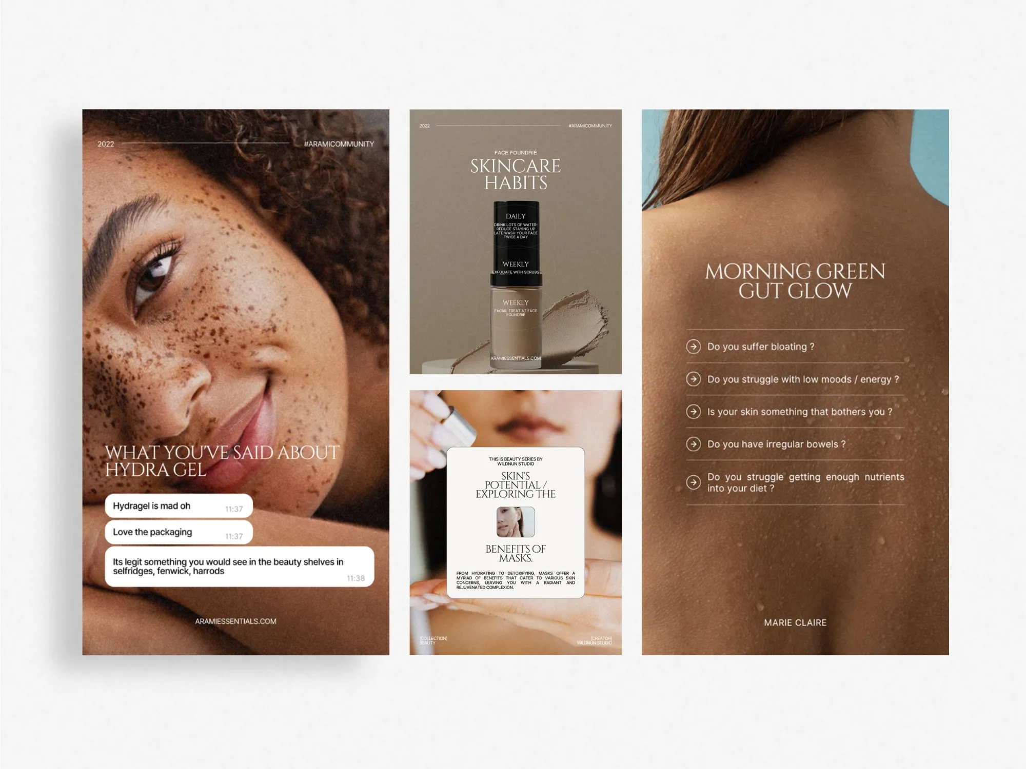 Dynamic post template designed for skincare brands to highlight glowing transformations with stunning visuals and informative text.