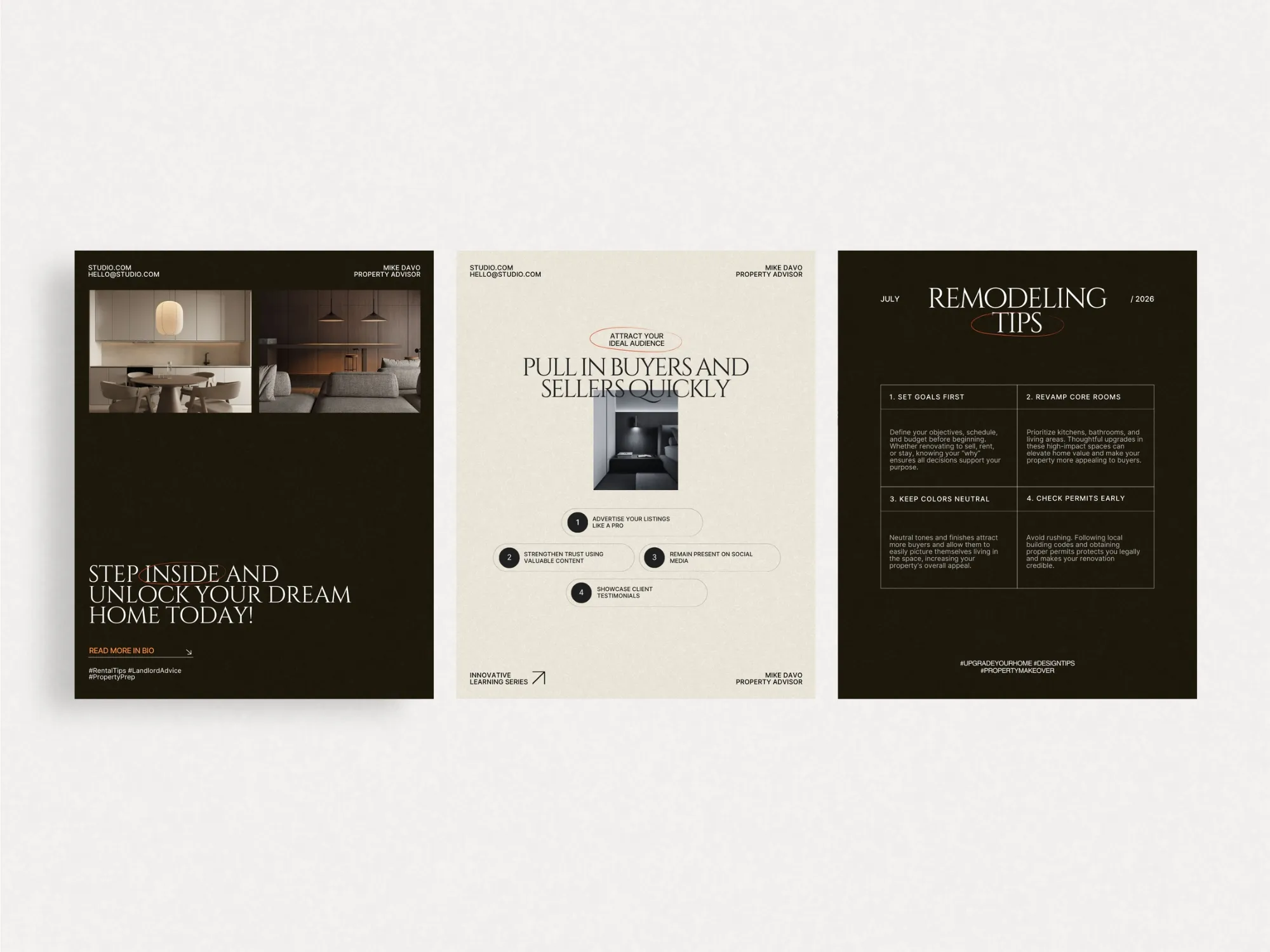 Engaging real estate Instagram post template with a stylish design, ideal for agents to showcase open houses and property updates effortlessly.