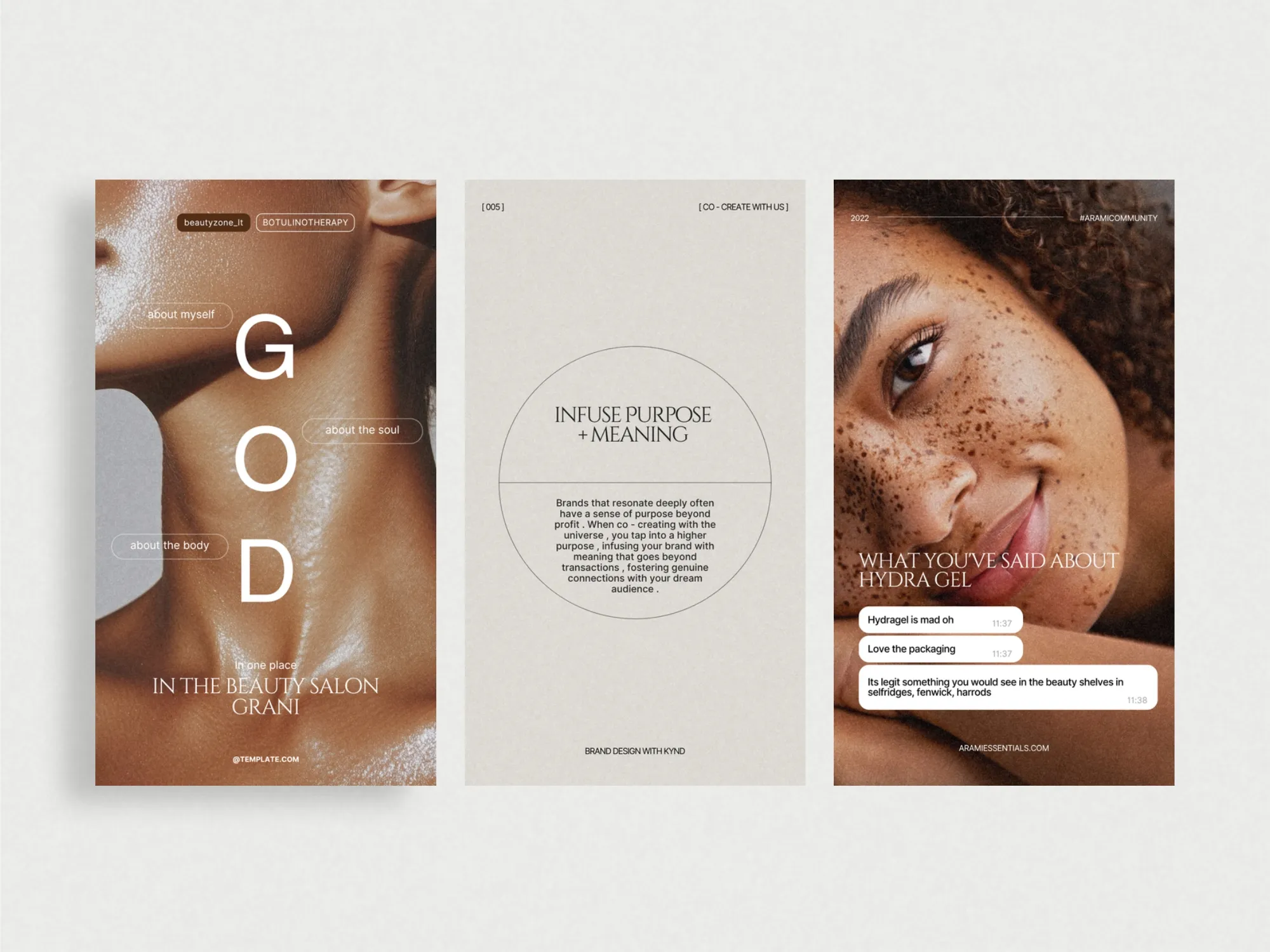 Chic and modern beauty Instagram Canva pack, offering 105 tailored templates ideal for engaging skincare content and user interaction.