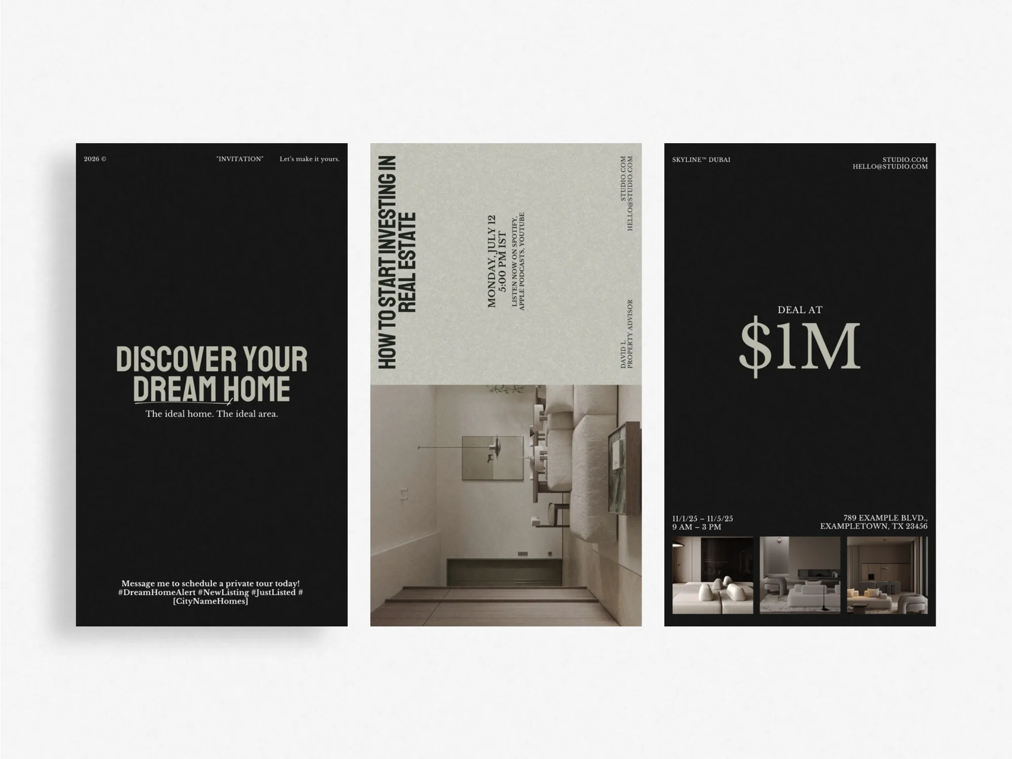 Promote your homes effortlessly with the 120 real estate story templates, designed for impactful engagement on Instagram using Canva.