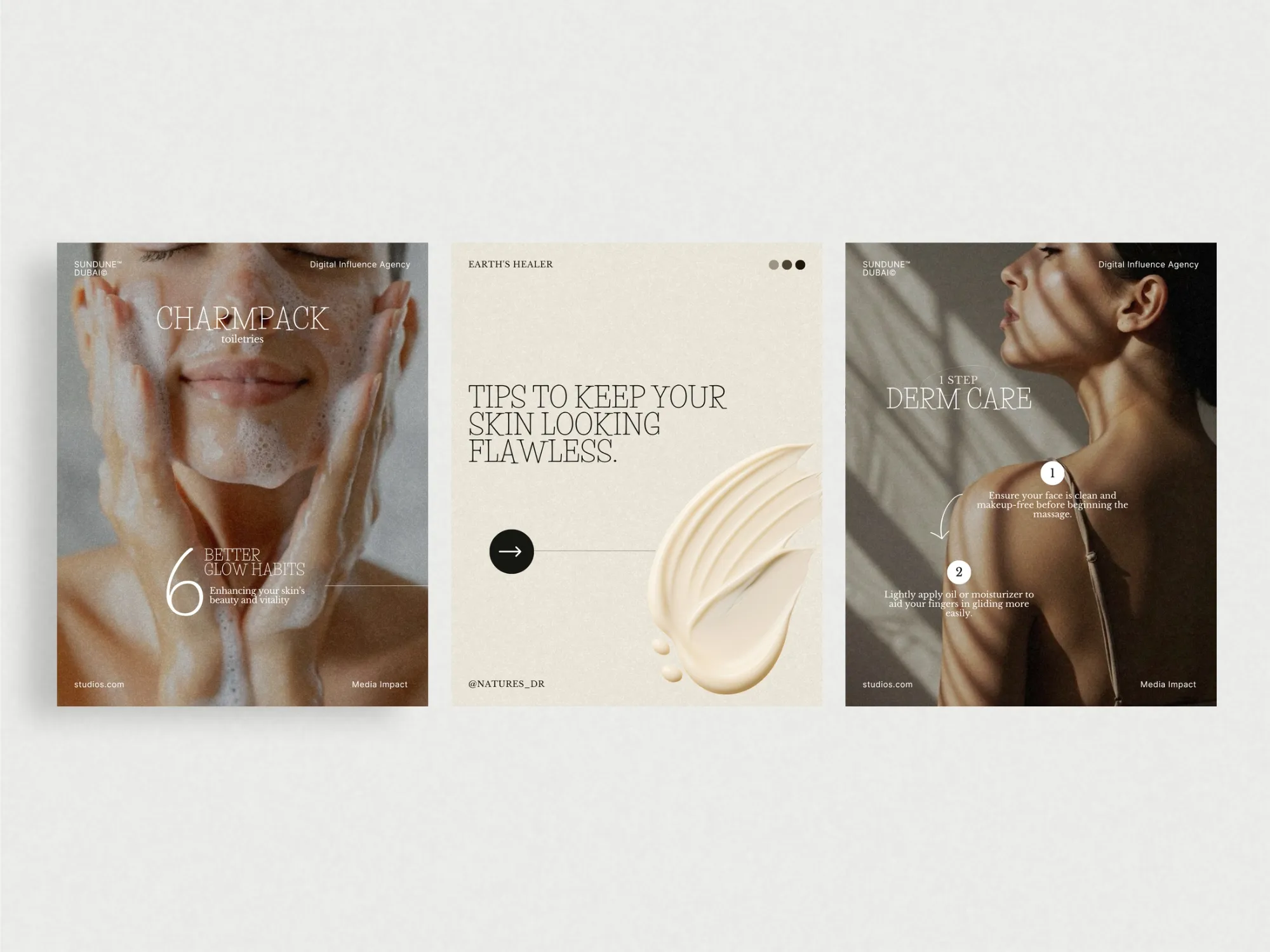Professional 1080x1350 PX skincare Instagram post templates in Canva make your beauty content shine, ideal for estheticians and cosmetic shops.
