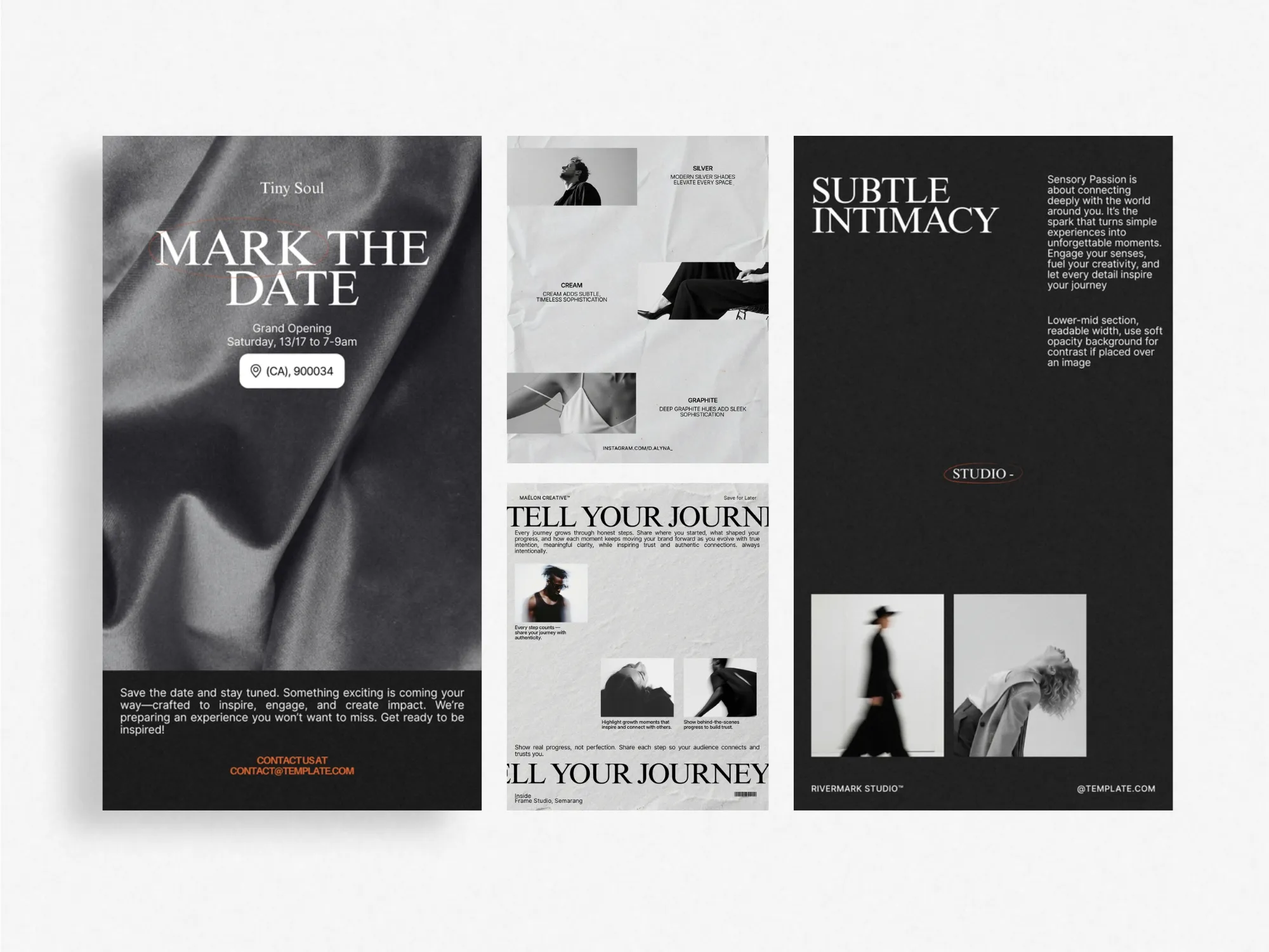 Stylish Canva layouts tailored for Instagram posts and stories, 1080x1920 PX, perfect for small brands aiming for sleek marketing visuals.