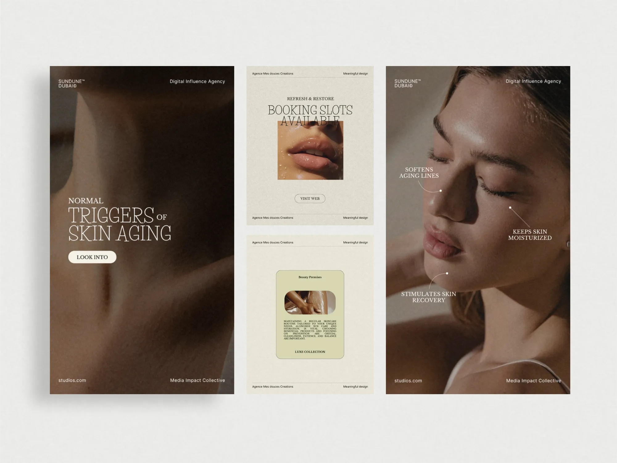 Chic Instagram template set in 1080x1350 PX, designed for salons and cosmetic stores to enhance engagement with stunning skincare content.