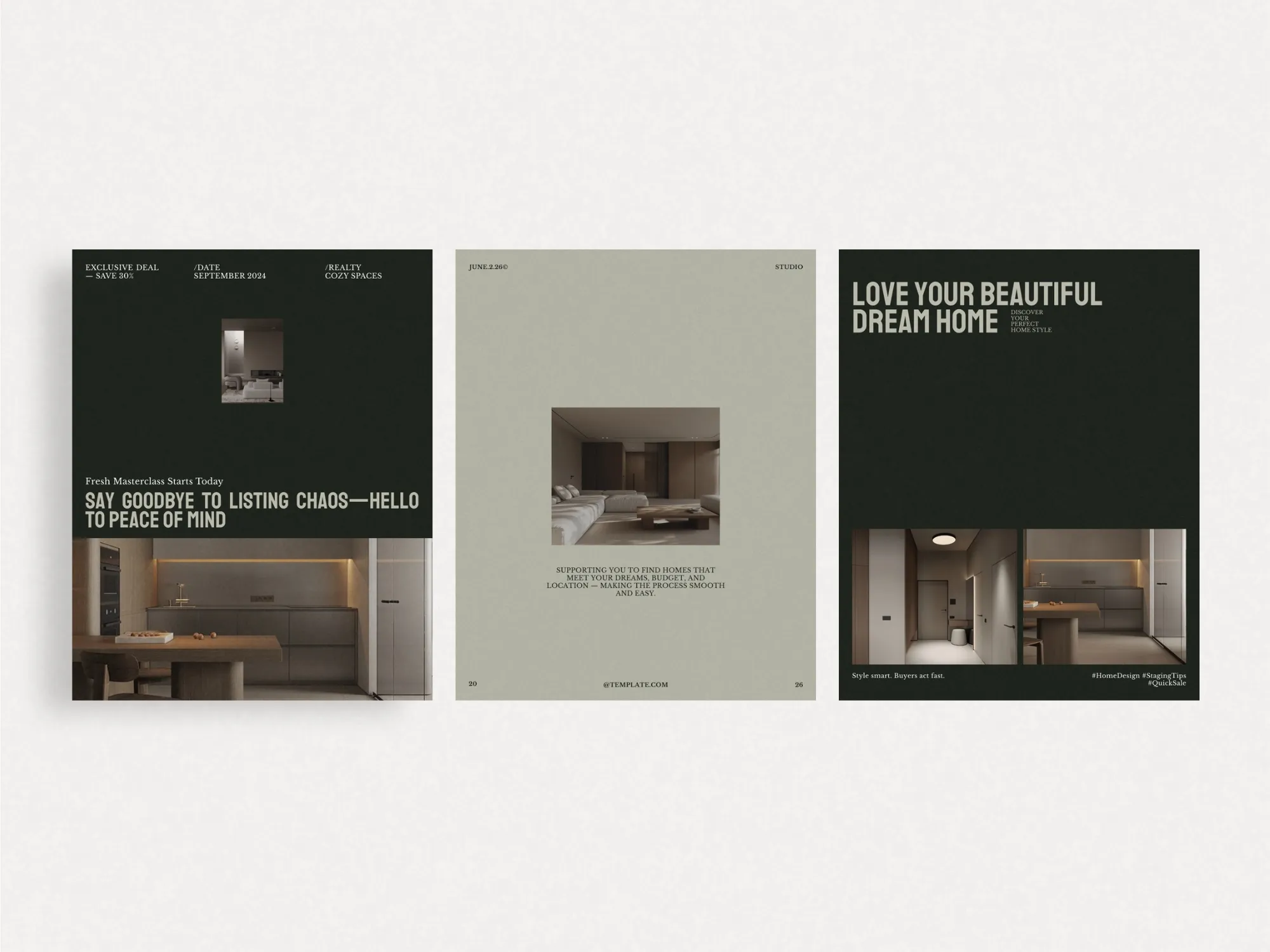 Engaging real estate Instagram post templates ideal for marketing content, these Canva assets help showcase homes and attract potential buyers with ease.