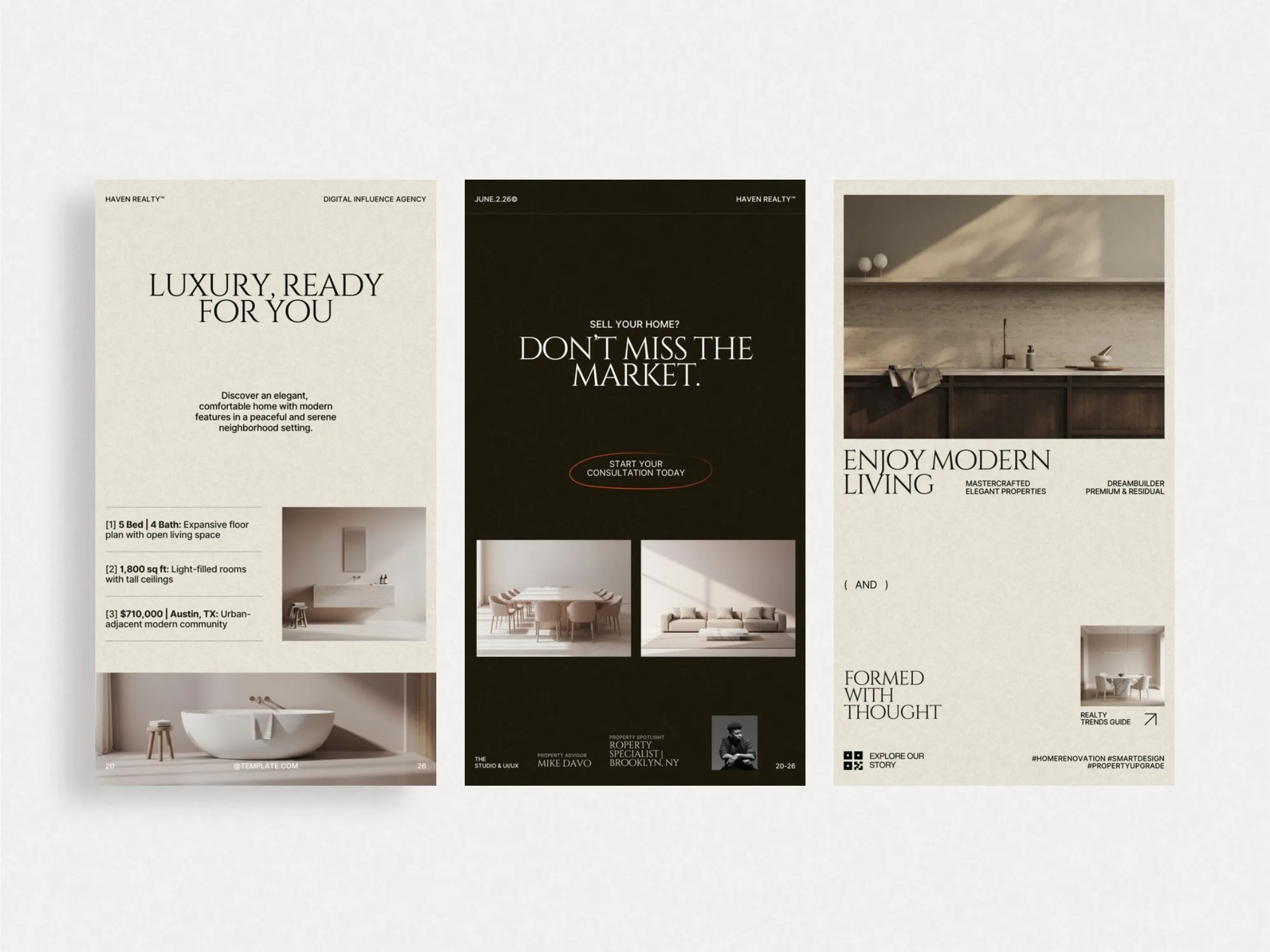 Stylish and modern Instagram story templates for real estate agents, ideal for promoting price drops and local market trends in stunning design.