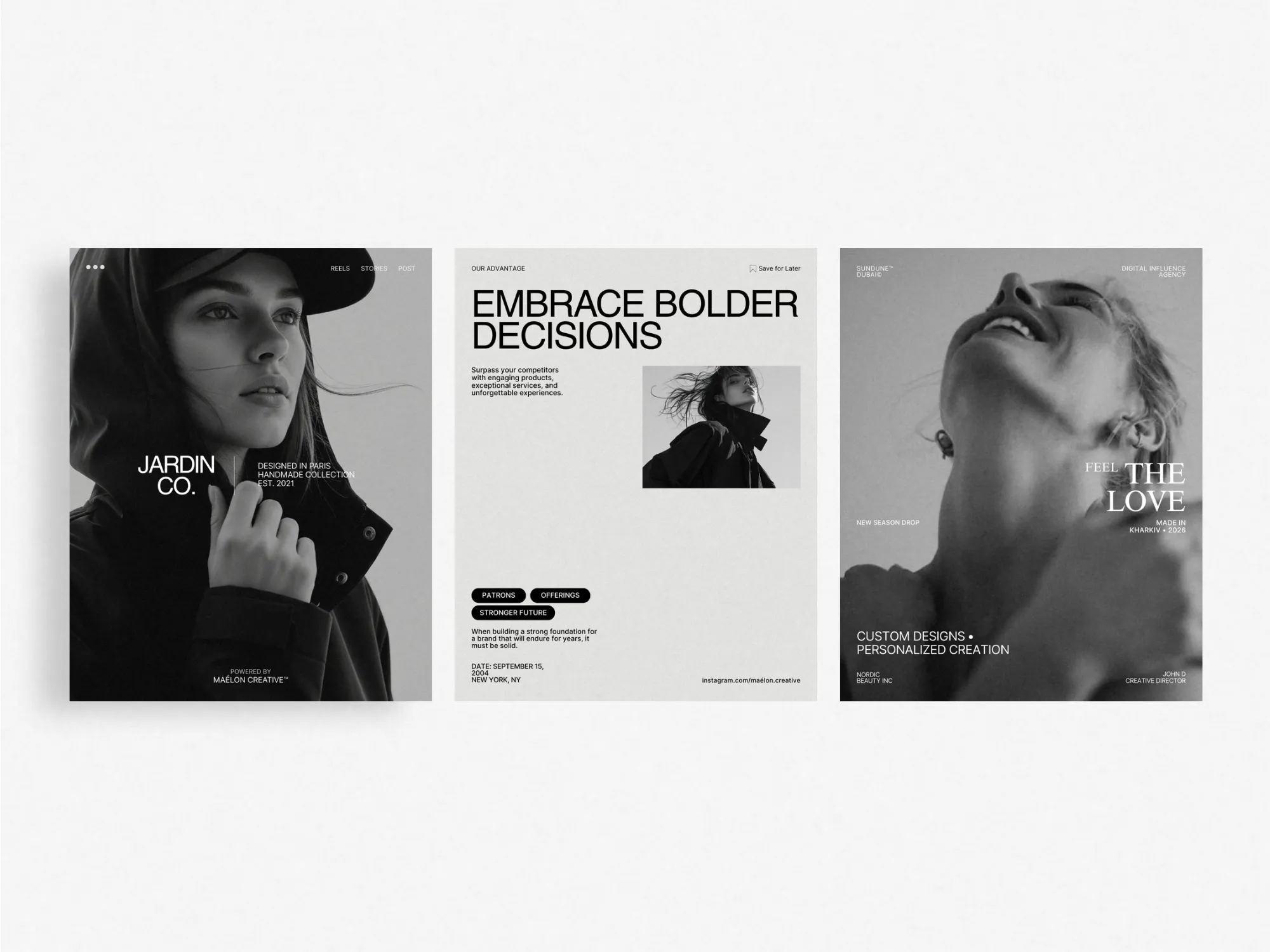 Professional and customizable social media post templates ideal for small business owners, showcasing announcements, offers, and discounts on Instagram.