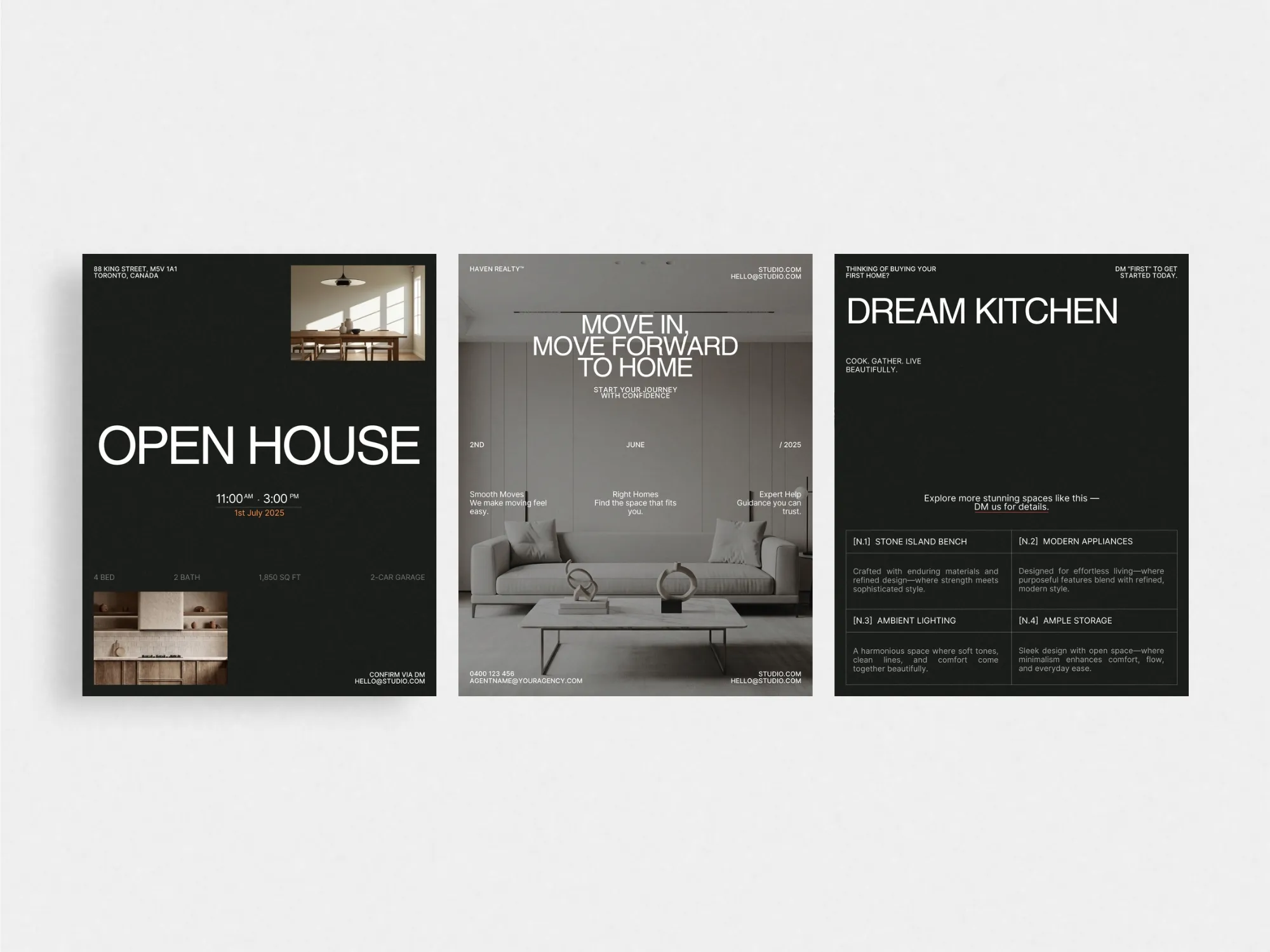 Editable real estate Instagram post template ideal for agents, offering a modern aesthetic to highlight new listings or property updates.