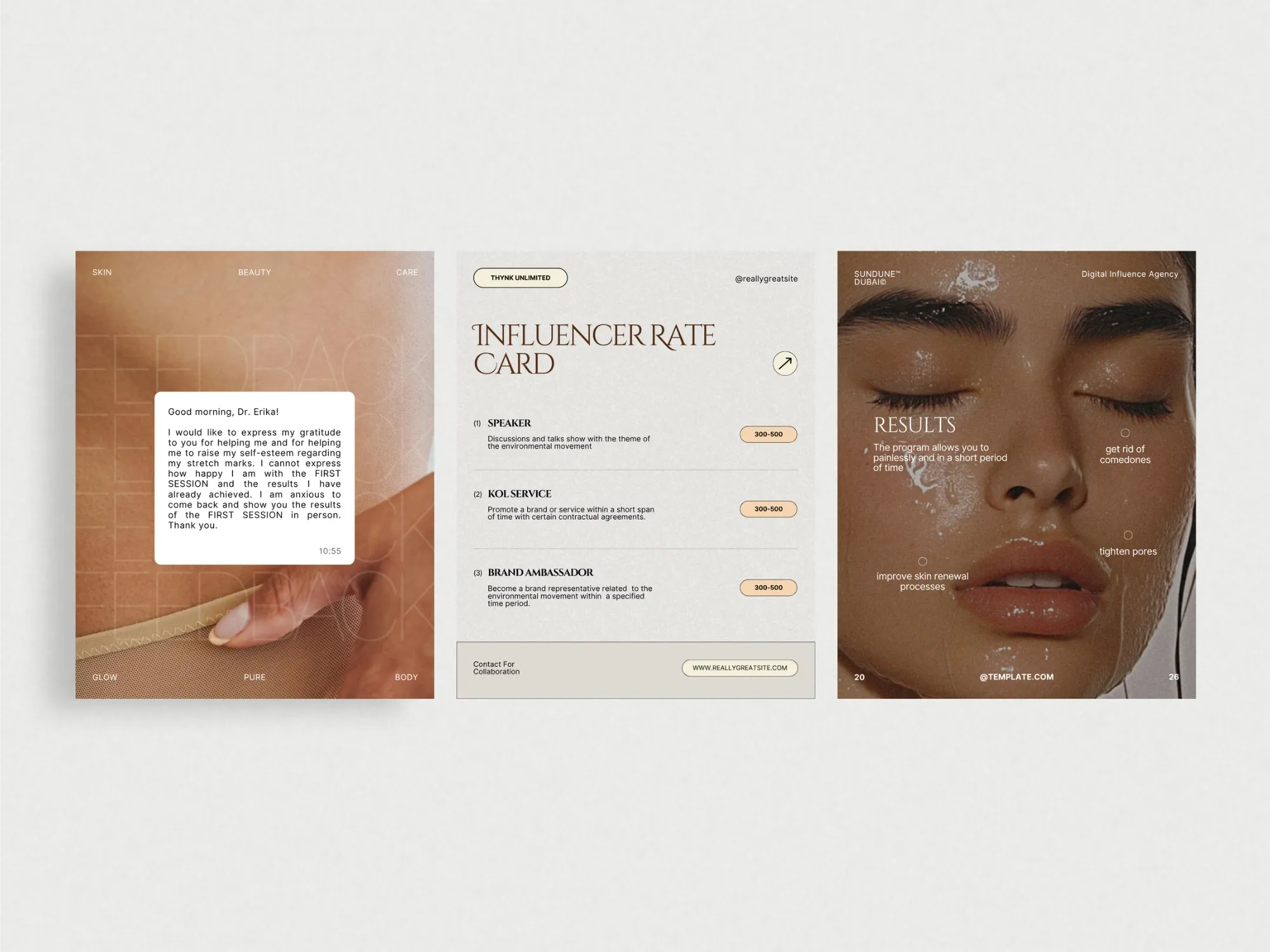 Customizable skincare brand content template for Instagram, offering 35 beautifully designed layouts for impactful social media marketing.