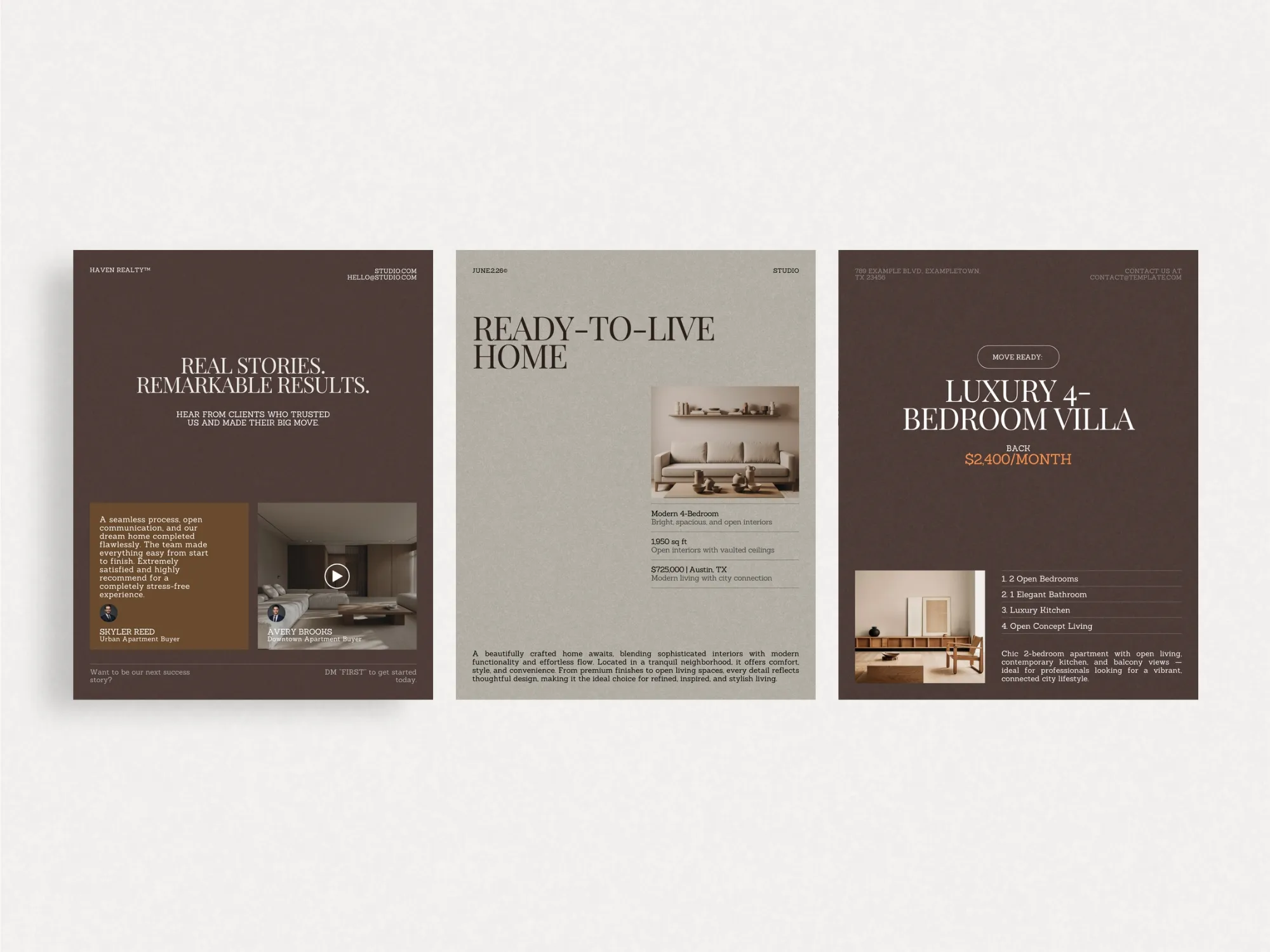 Digital download of 40 editable Instagram post templates, 1080x1350 PX, perfect for realtors promoting open houses and new listings.