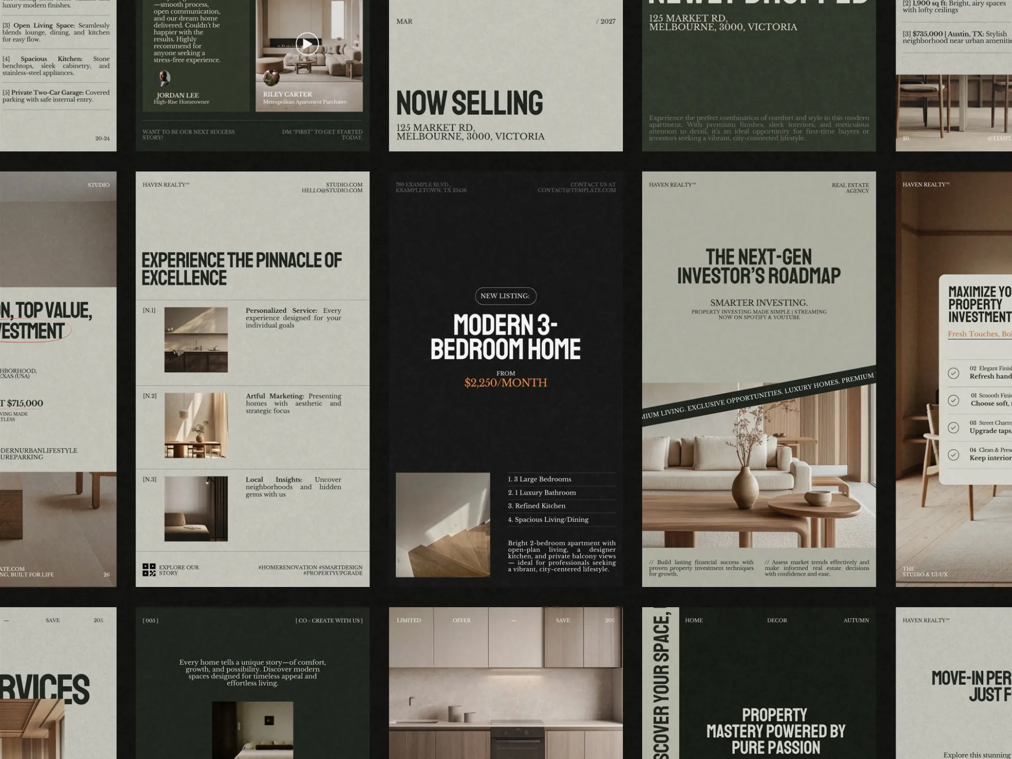 Engaging real estate Instagram story templates designed for Canva users, enabling effective promotion of properties and insights.