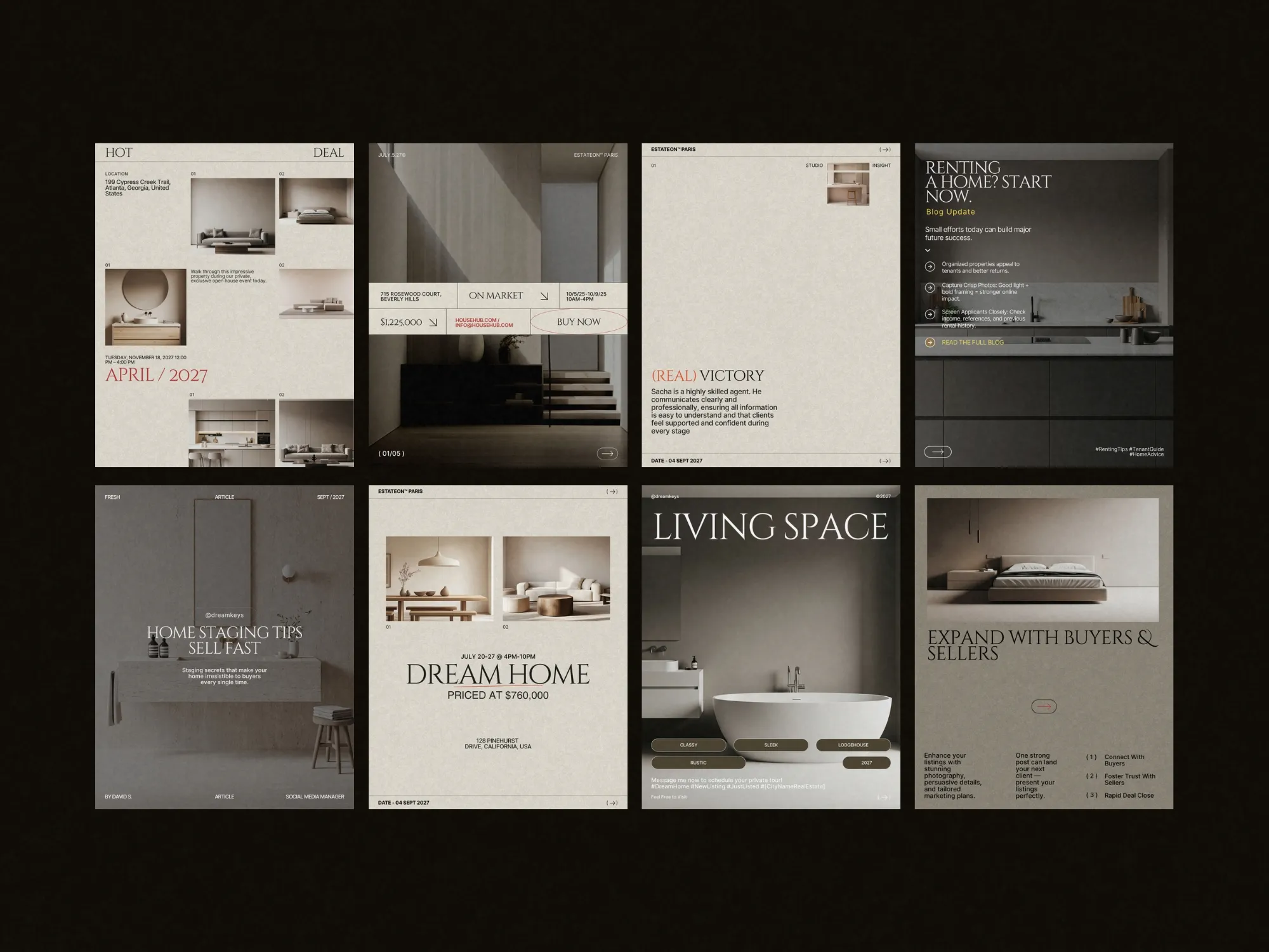 Instantly customizable 1080x1350 PX real estate Instagram post templates on Canva, perfect for agents to elevate their property marketing strategies.